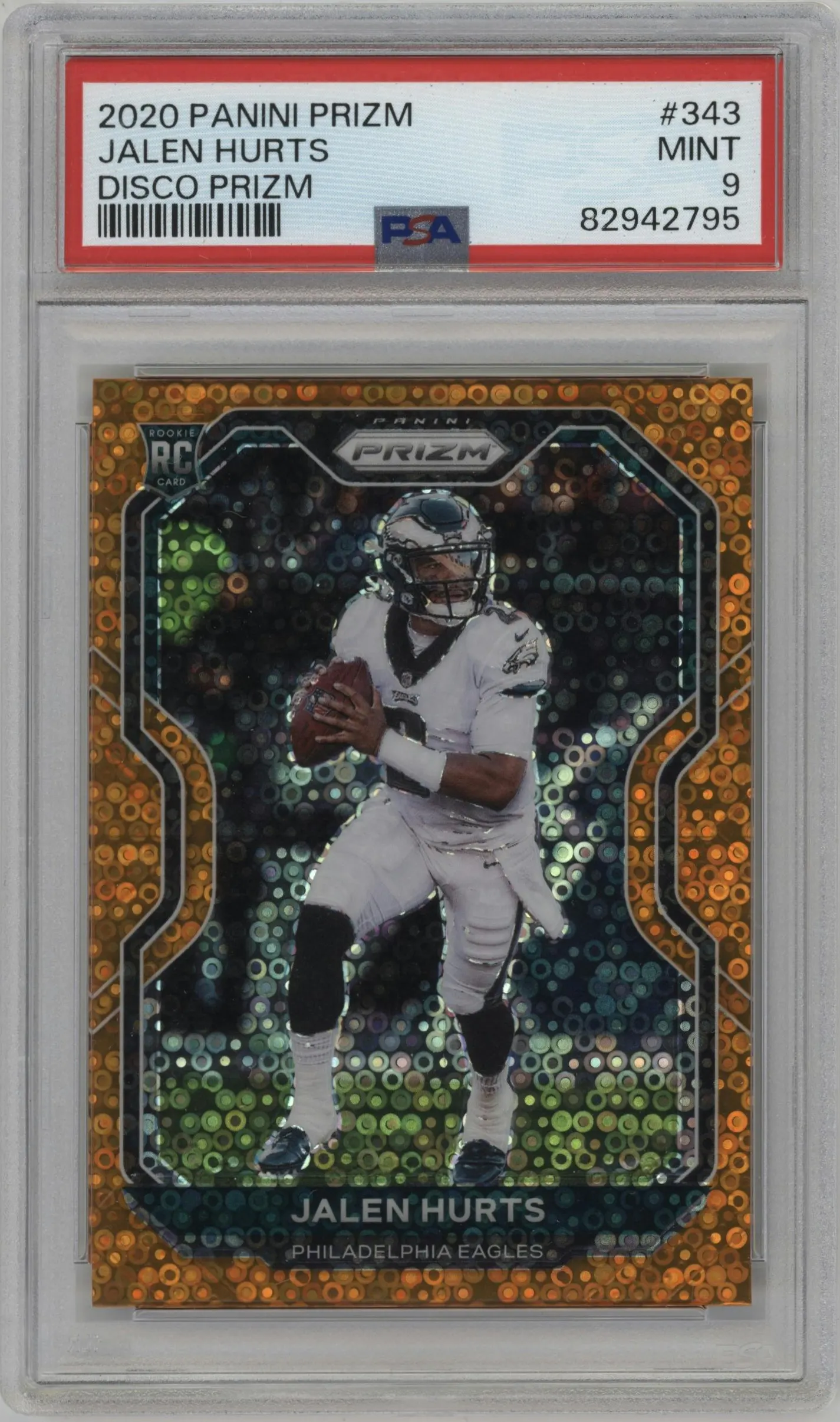 2020 Panini Prizm Jalen Hurts Disco #343 PSA 9