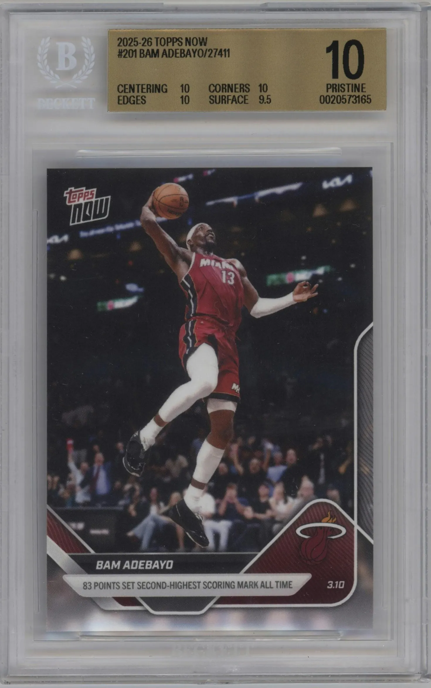 2025 Topps Now Bam Adebayo BGS 10
