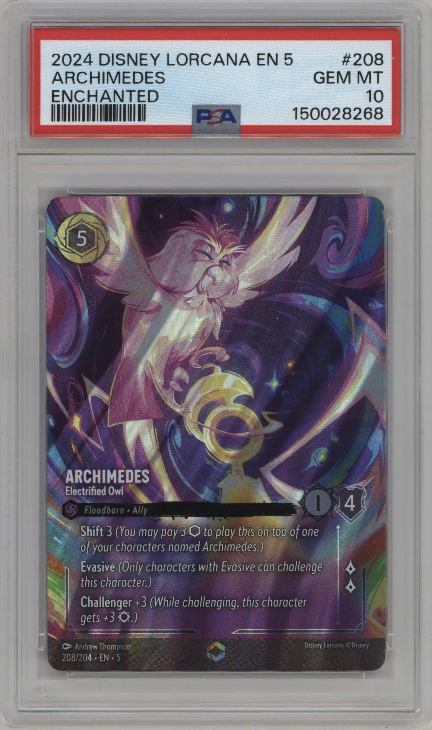 2024 Disney Lorcana Shimmering Skies Archimedes Enchanted #208 PSA 10