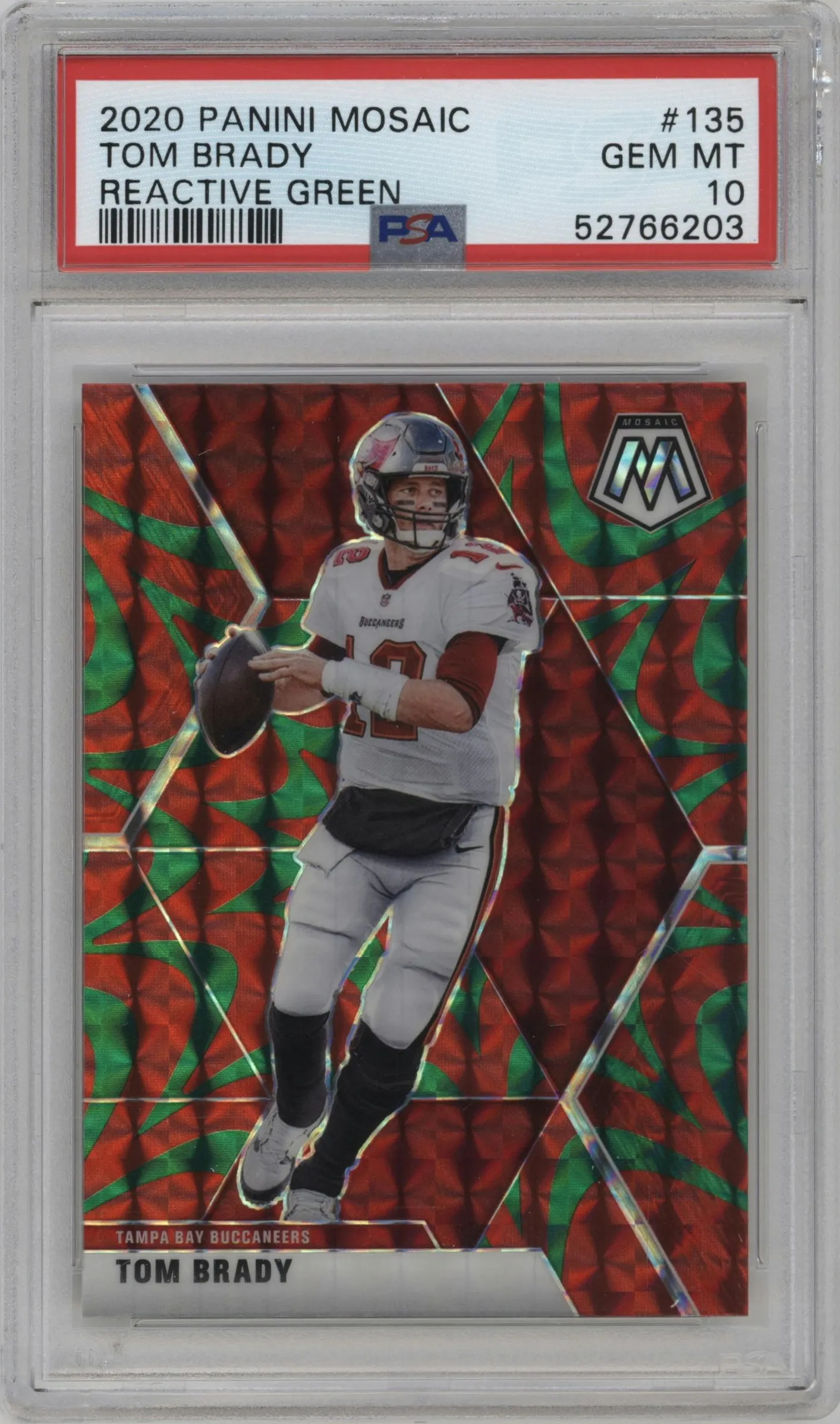 2020 Panini Mosaic Tom Brady Reactive Green #135 PSA 10