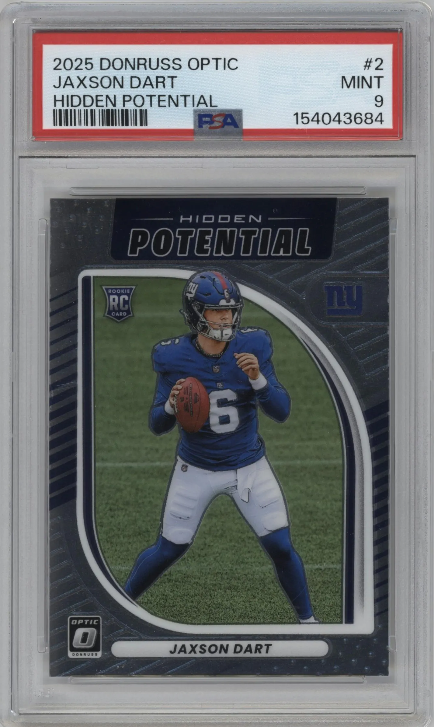 2025 Donruss Optic Hidden Potential Jaxson Dart #2 PSA 9