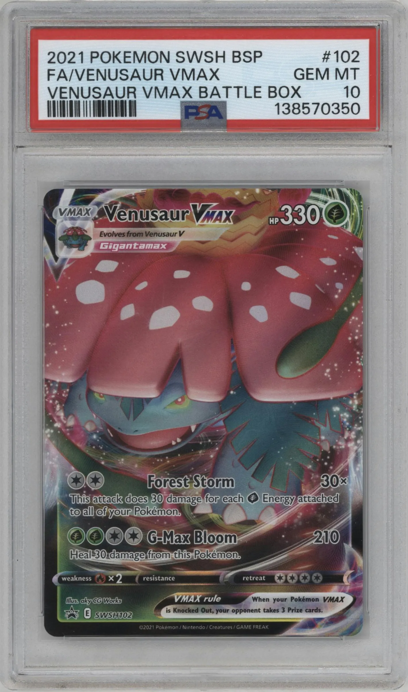 2021 Pokemon SWSH Venusaur VMAX Venusaur VMAX Battle Box #SWSH102 PSA 10