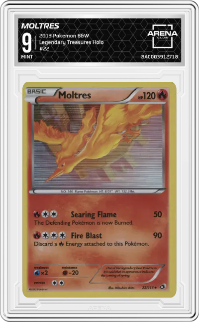 2013 Pokemon B&W Legendary Treasures Moltres #22 ARENA CLUB 9