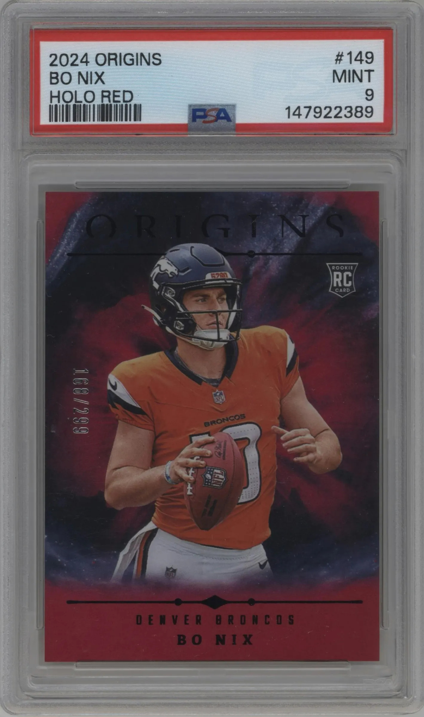 2024 Panini Origins Bo Nix Red Holo #149 PSA 9