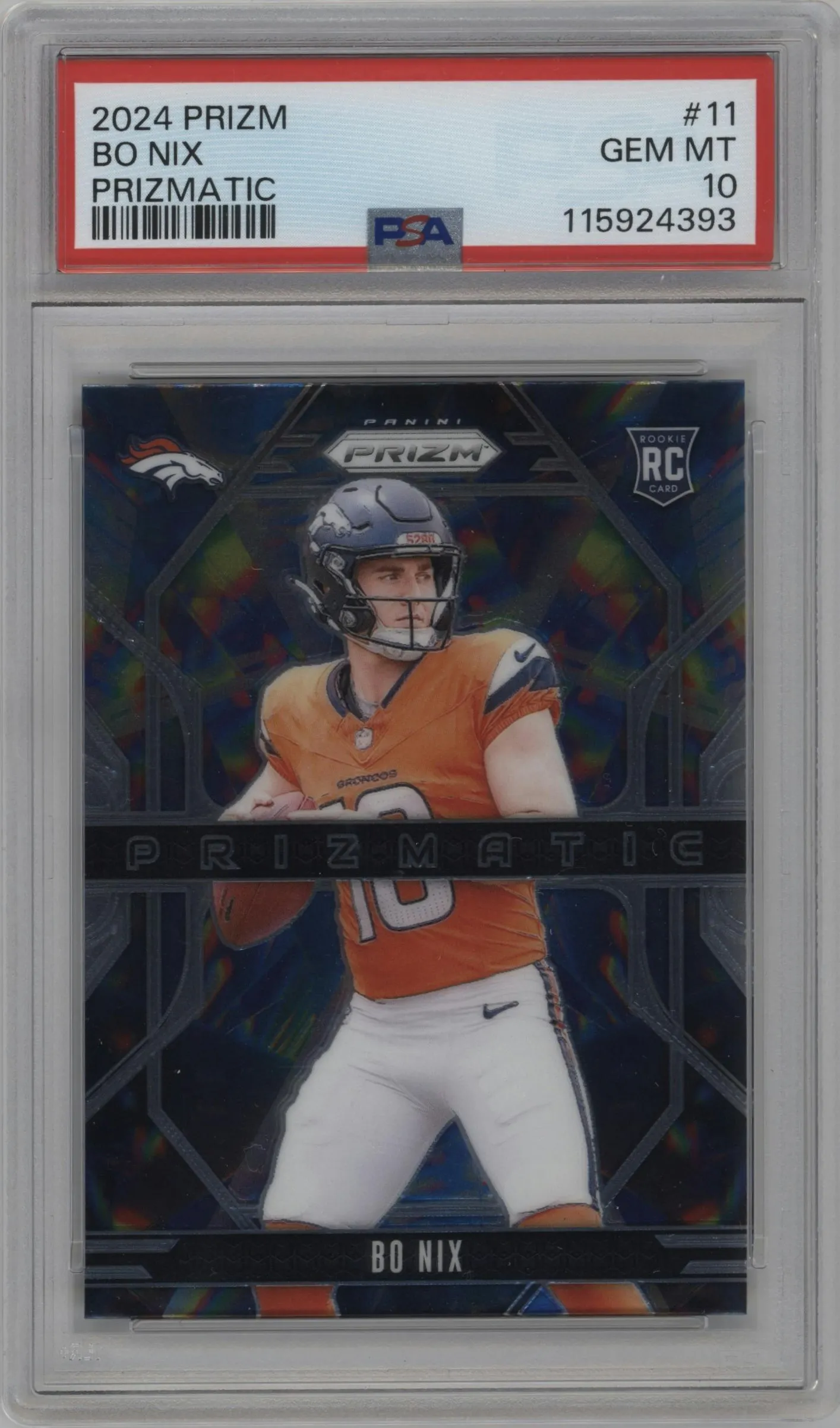2024 Panini Prizm Prizmatic Bo Nix #11 PSA 10