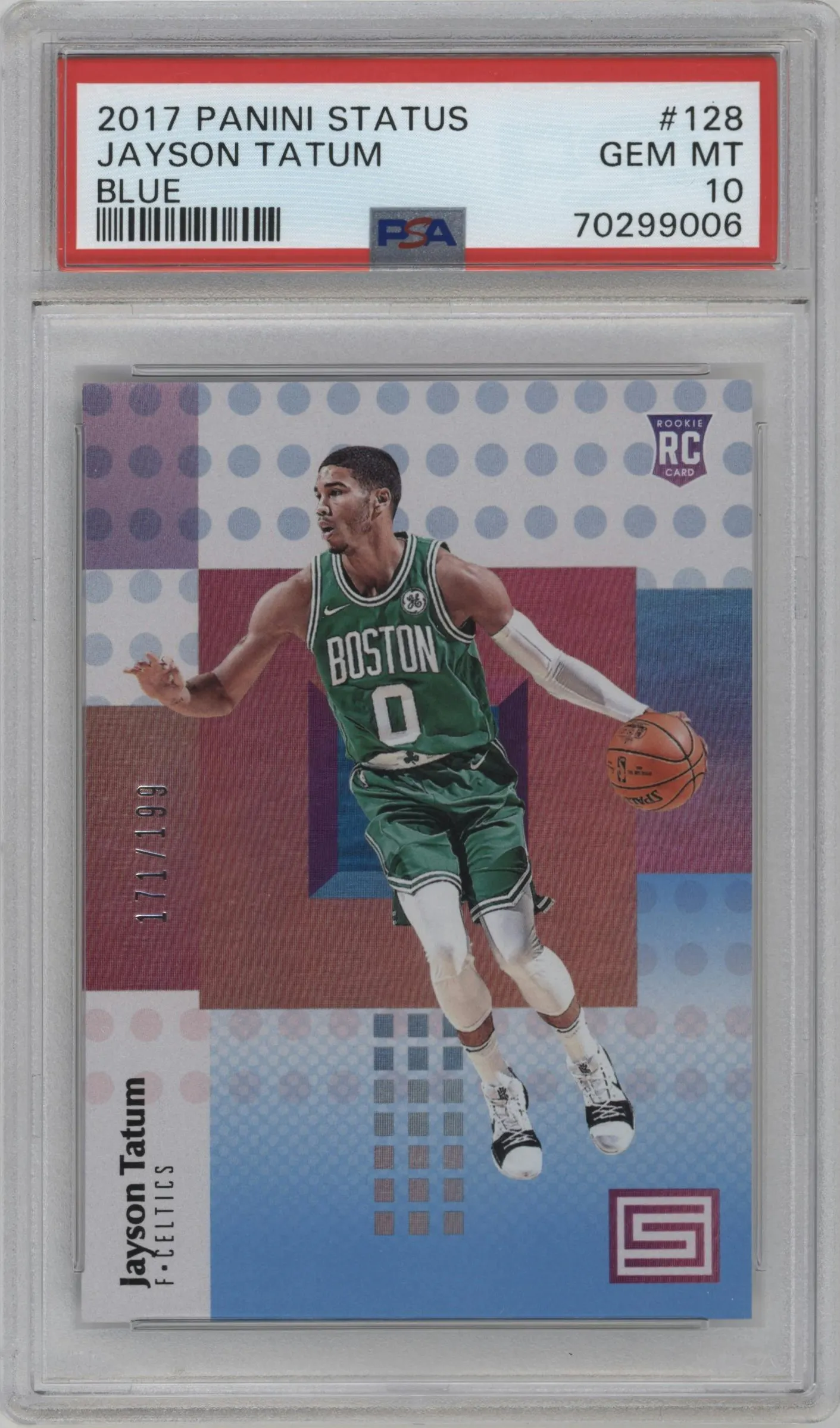 2017 Panini Status Jayson Tatum Blue #128 PSA 10