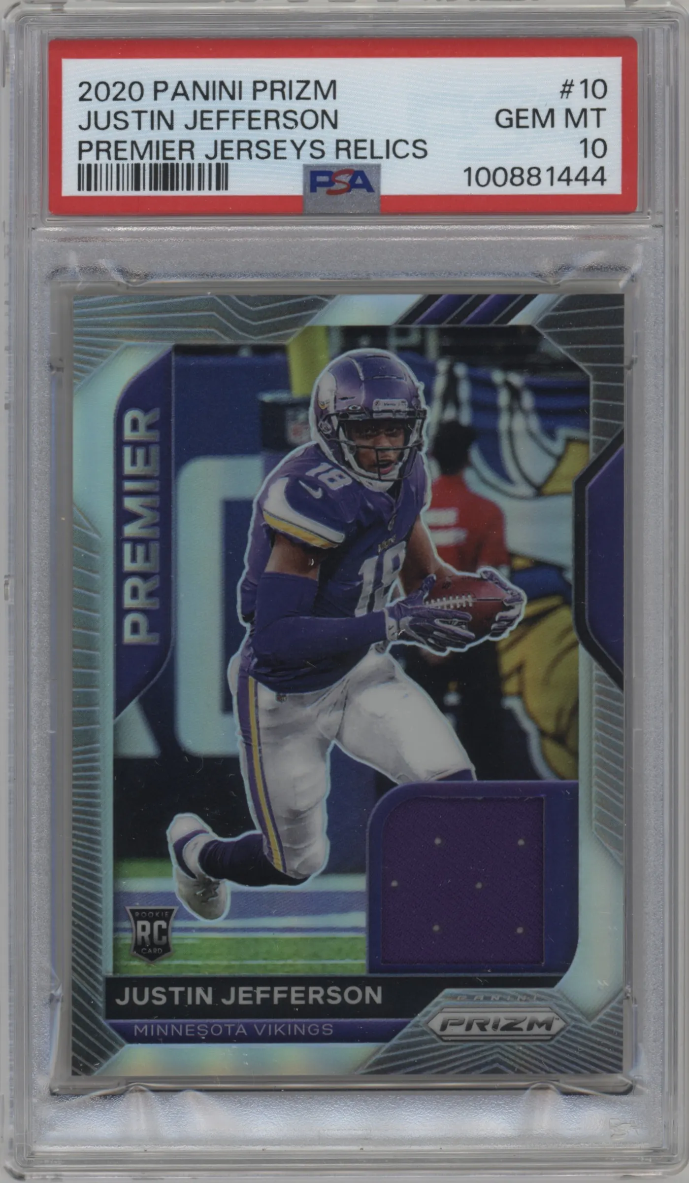 2020 Panini Prizm Premier Jrsy. Justin Jefferson #10 PSA 10