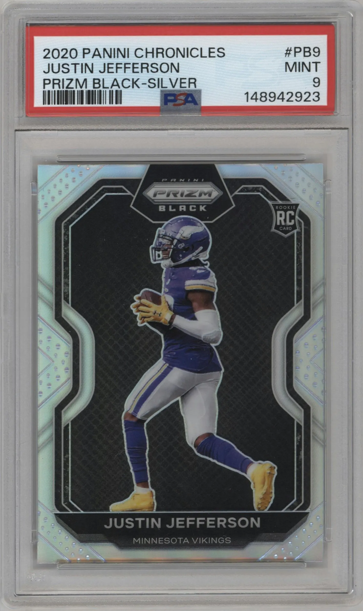 2020 Panini Chronicles Prizm Black Justin Jefferson Silver #PB-9 PSA 9