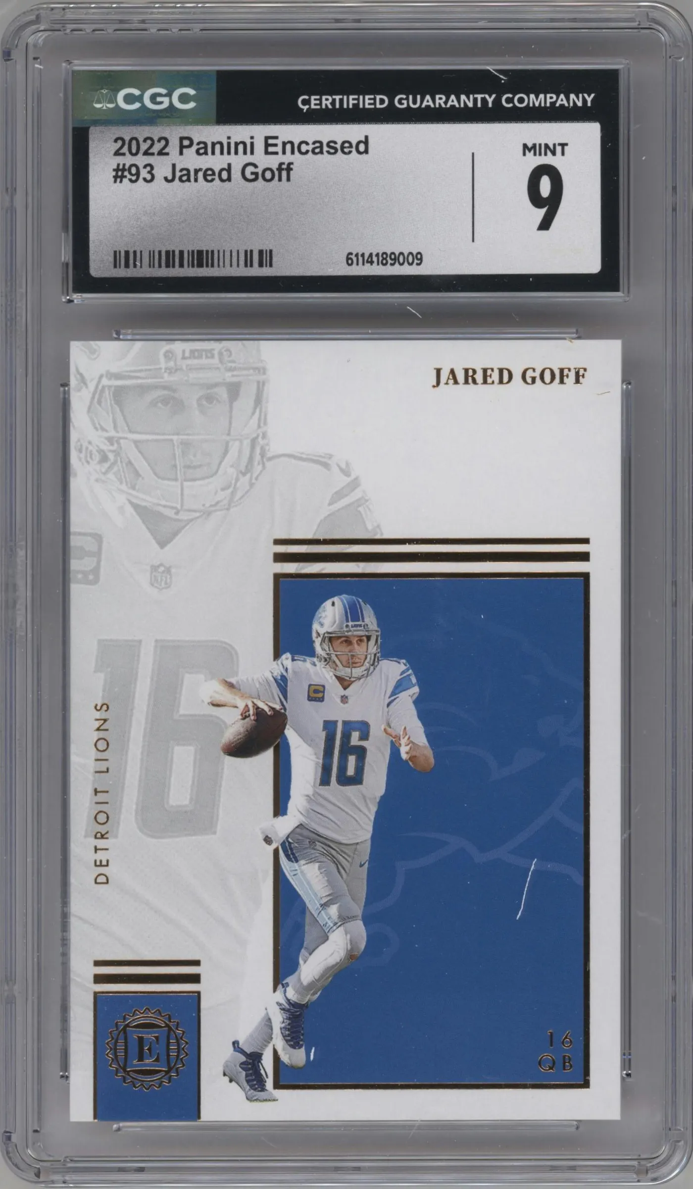 2022 Panini Encased Jared Goff CGC 9