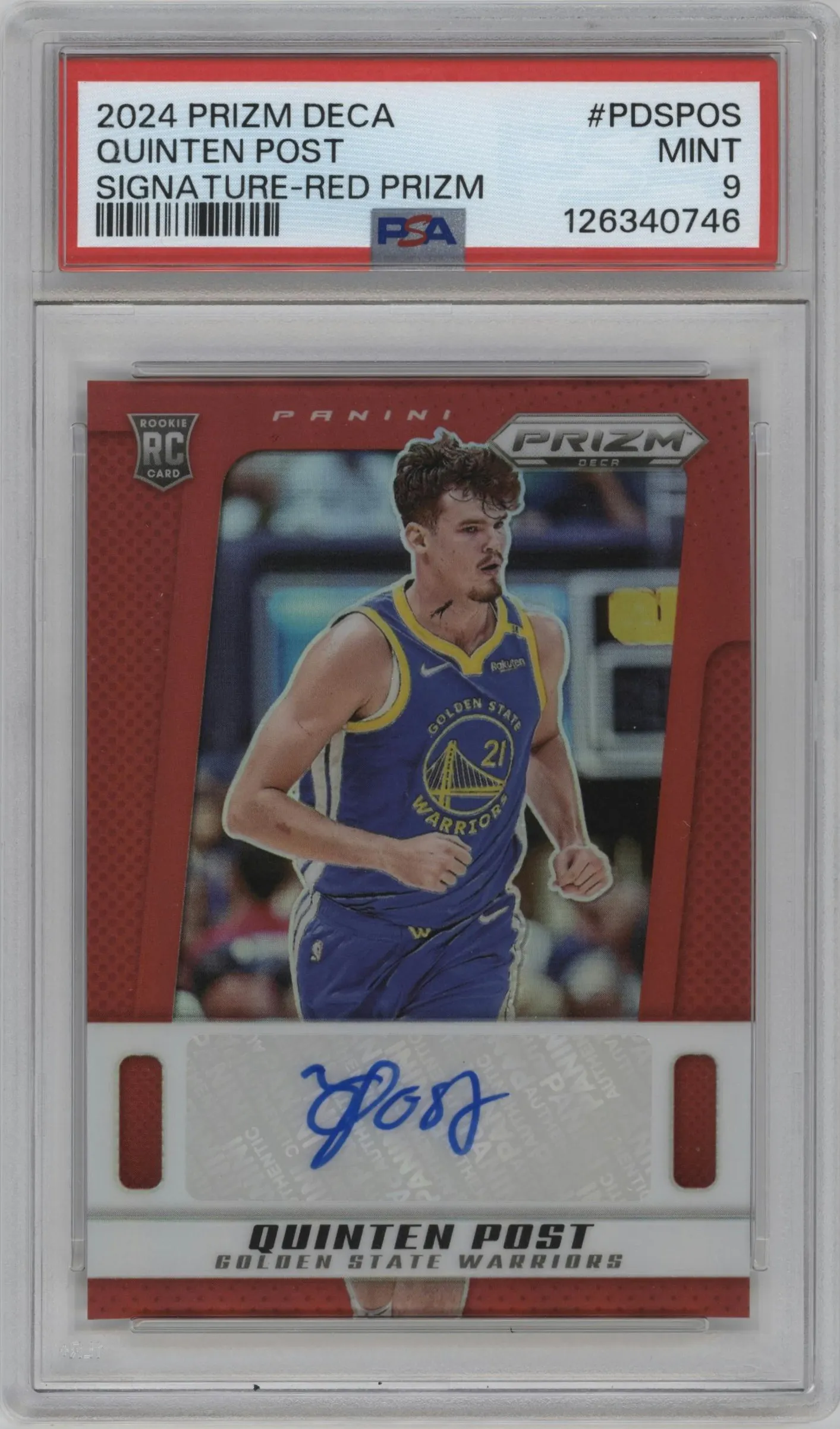 2024 Panini Prizm Deca Sig. Quinten Post Red Prizm #PDS-POS PSA 9
