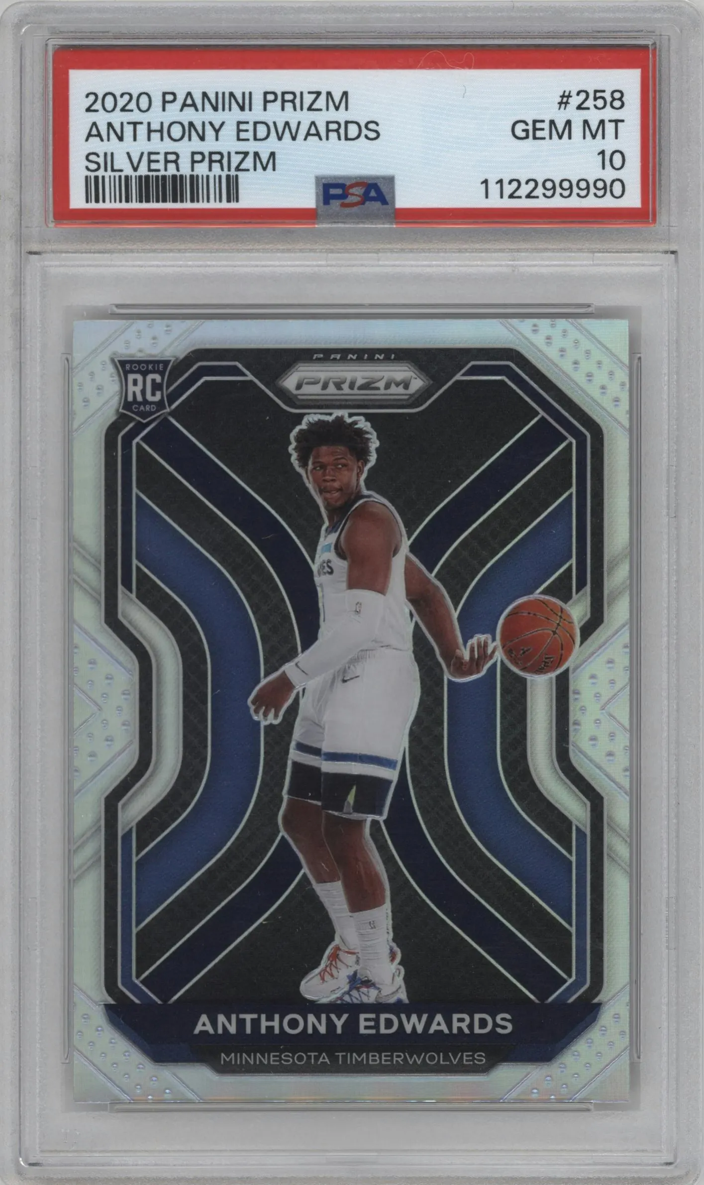 2020 Panini Prizm Anthony Edwards Silver Prizm #258 PSA 10