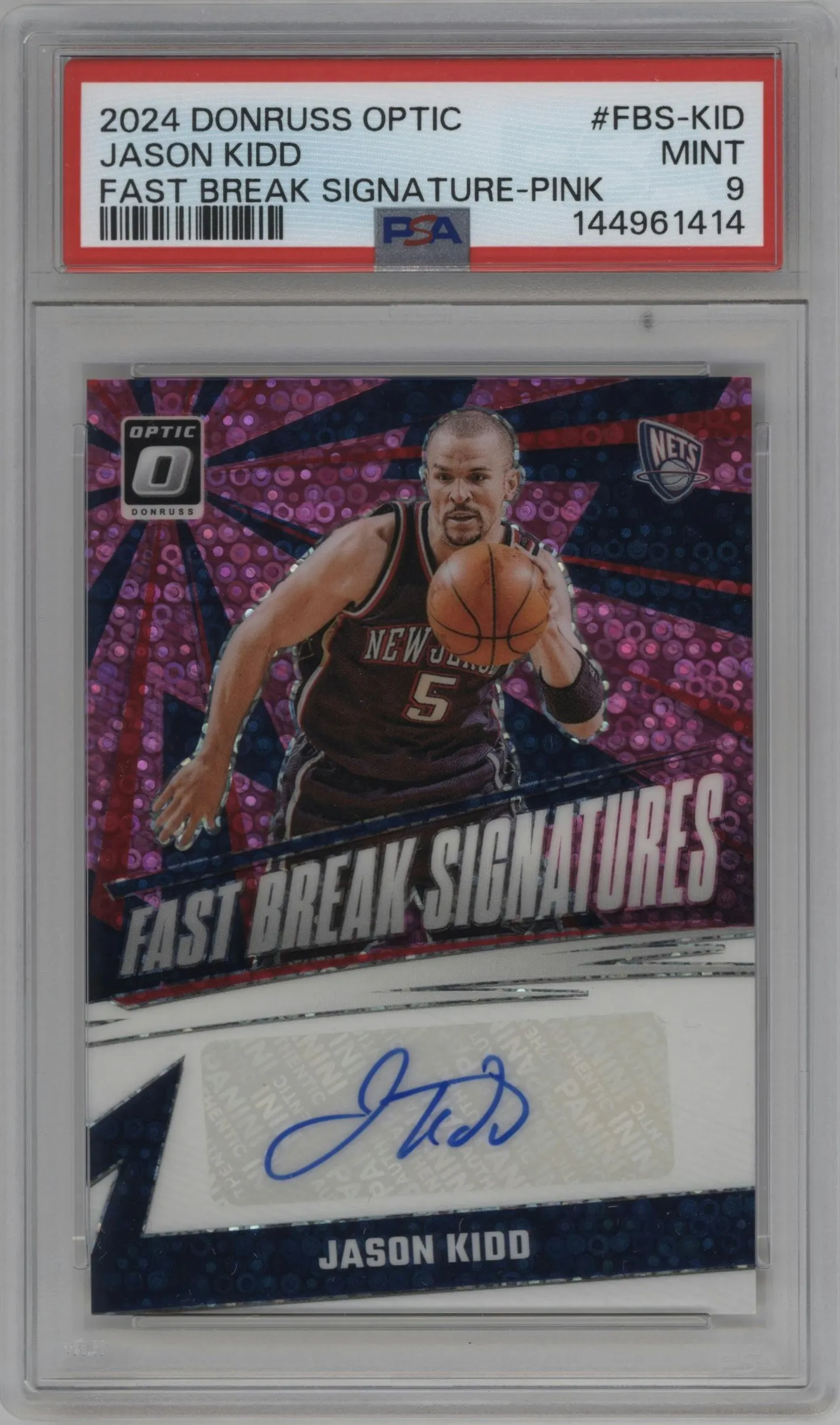 2024 Donruss Optic Fast Break Sig. Jason Kidd Pink #FBS-KID PSA 9