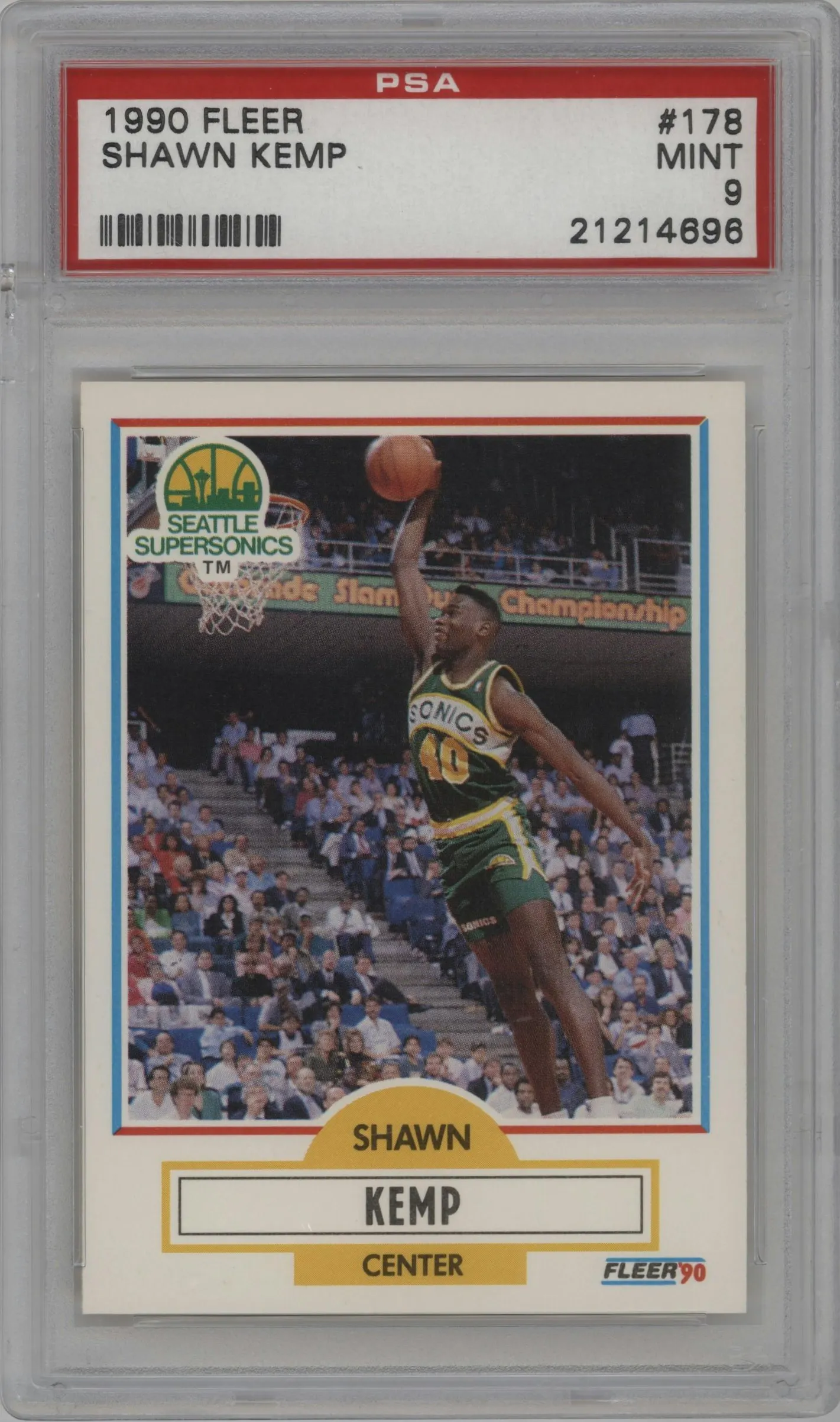 1990 Fleer Shawn Kemp #178 PSA 9