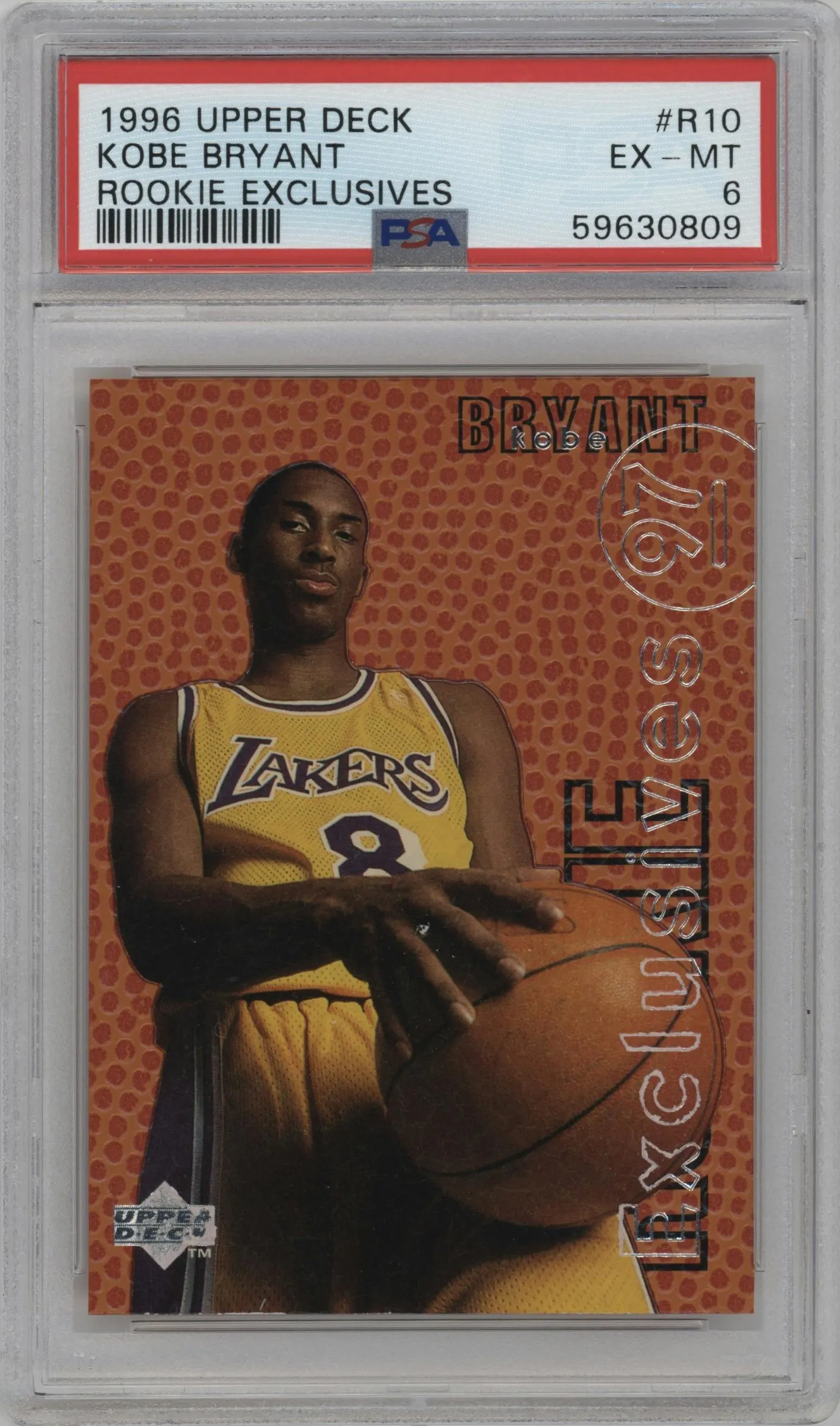 1996 Upper Deck Rookie Exclusives Kobe Bryant #R10 PSA 6