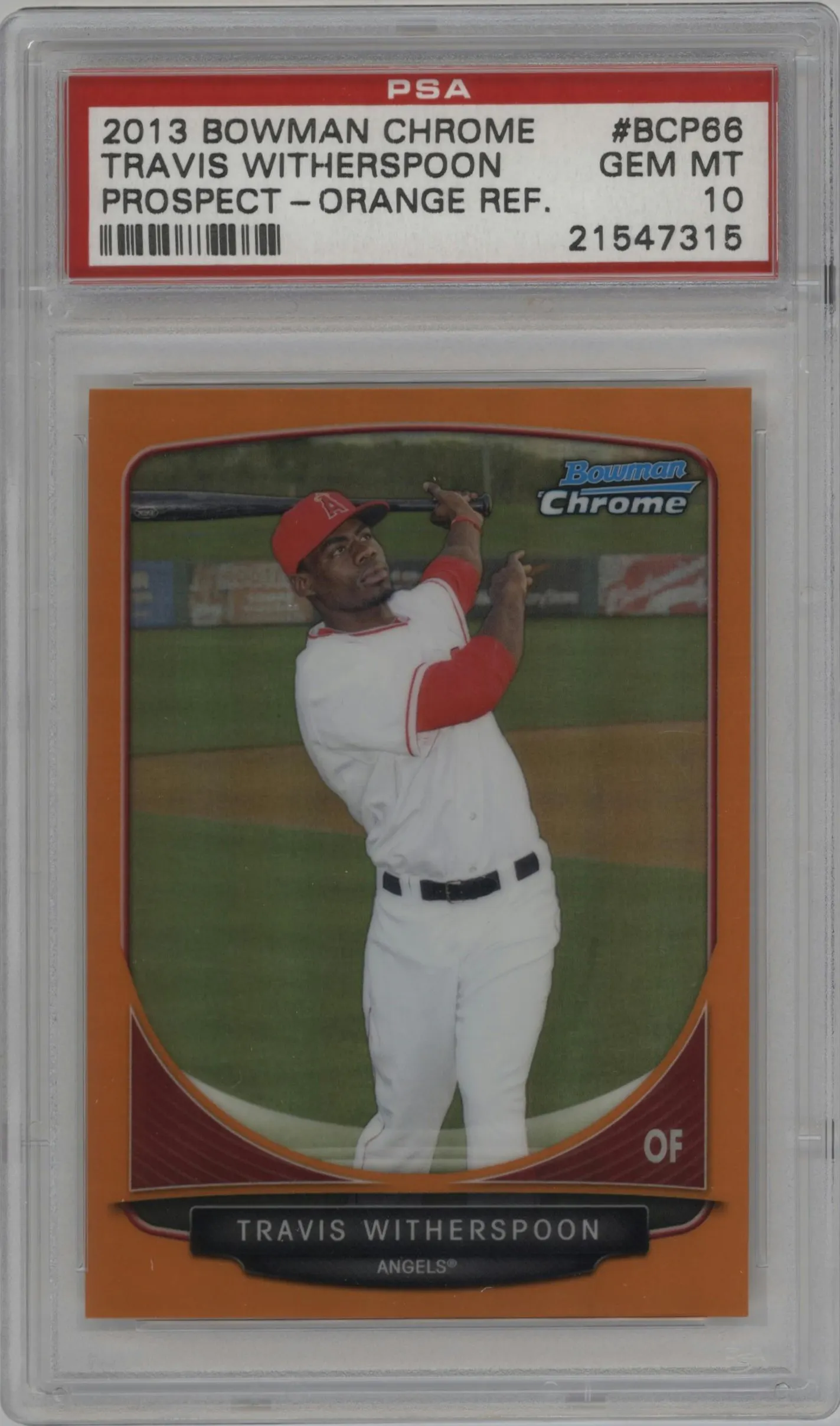 2013 Bowman Chrome Prospects Travis Witherspoon Orange Refractor #BCP66 PSA 10