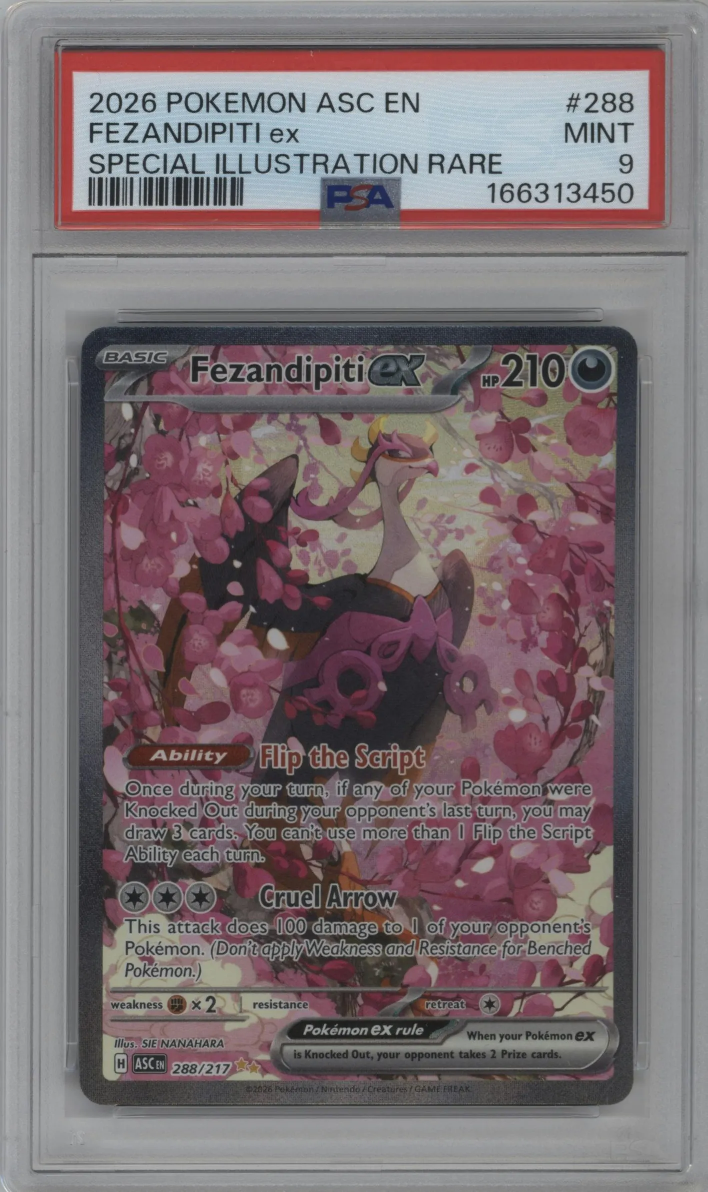 2026 Pokemon Mega Evolution Ascended Heroes Fezandipiti ex #288 PSA 9