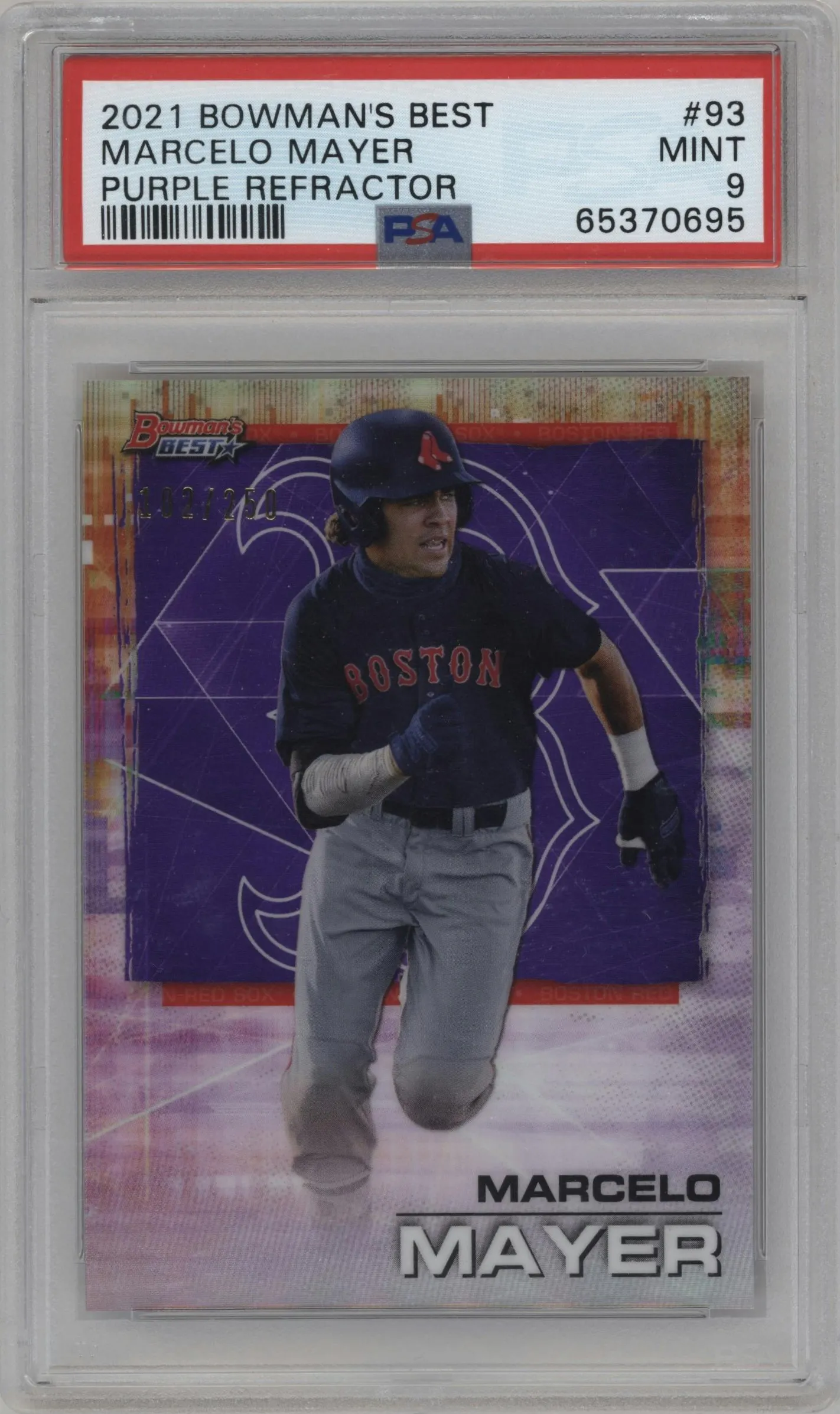 2021 Bowman’s Best Marcelo Mayer Purple Refractor #93 PSA 9