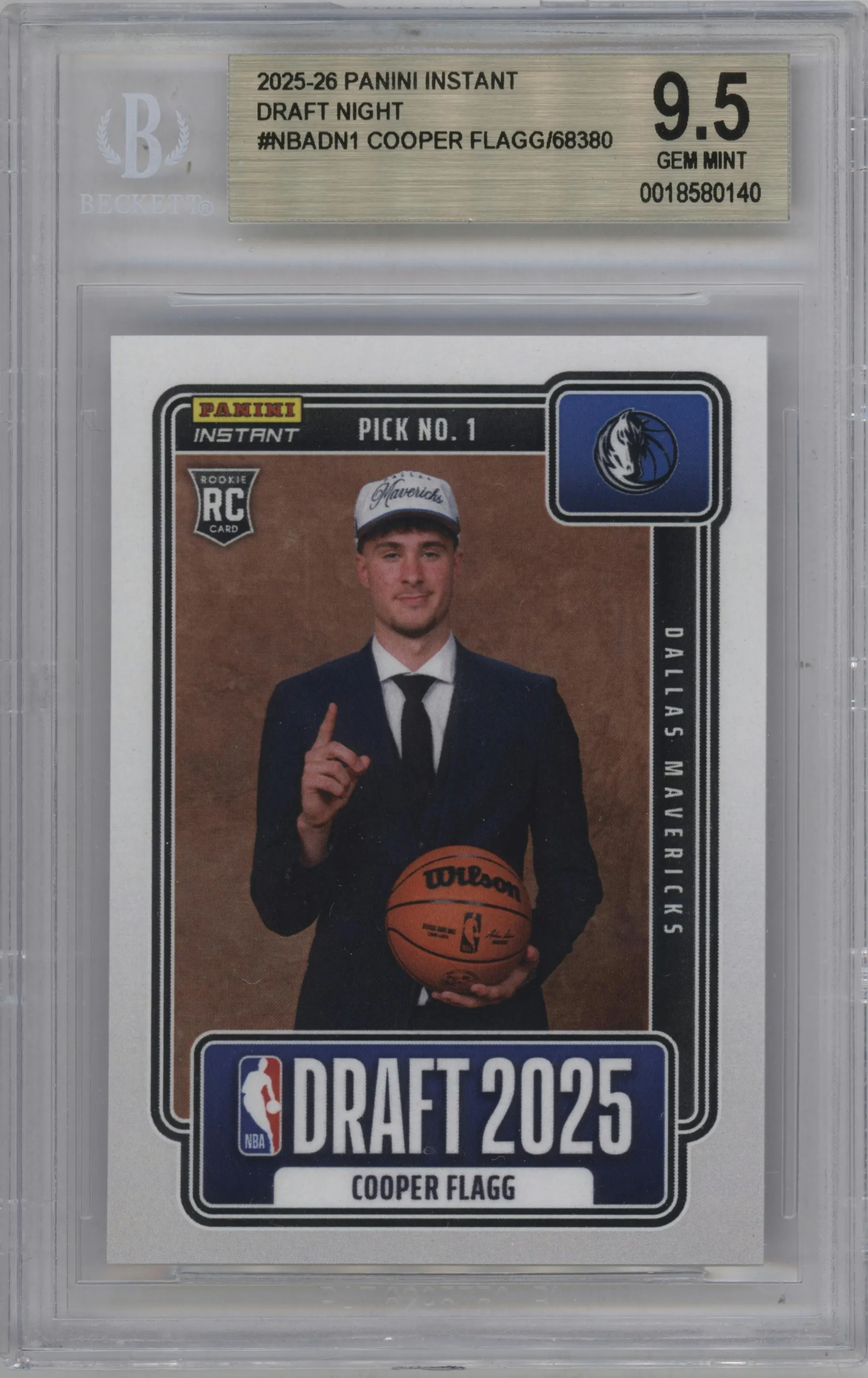 2025 Panini Instant Draft Night Cooper Flagg #NBADN-1 BGS 9.5