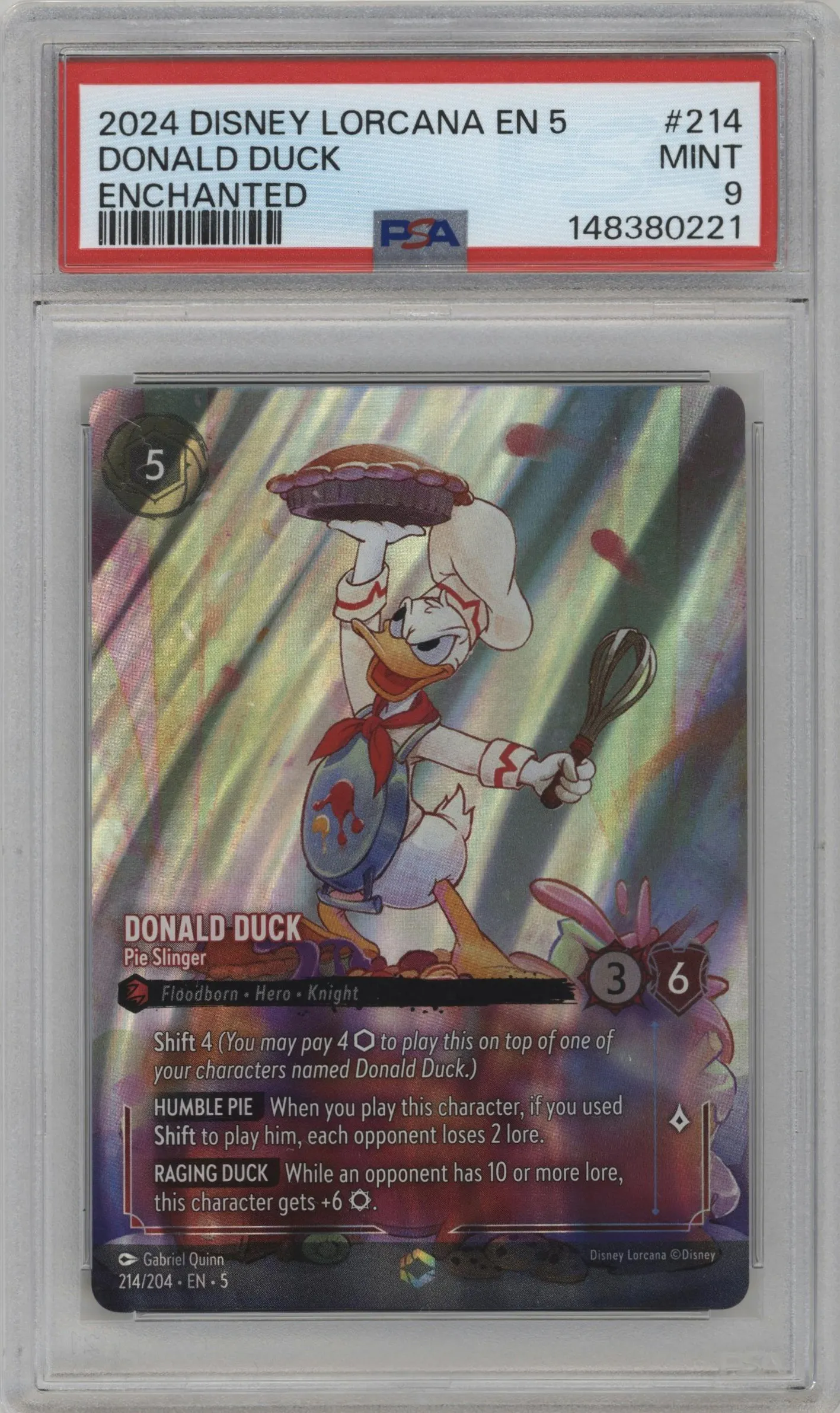 2024 Disney Lorcana Shimmering Skies Donald Duck Enchanted PSA 9