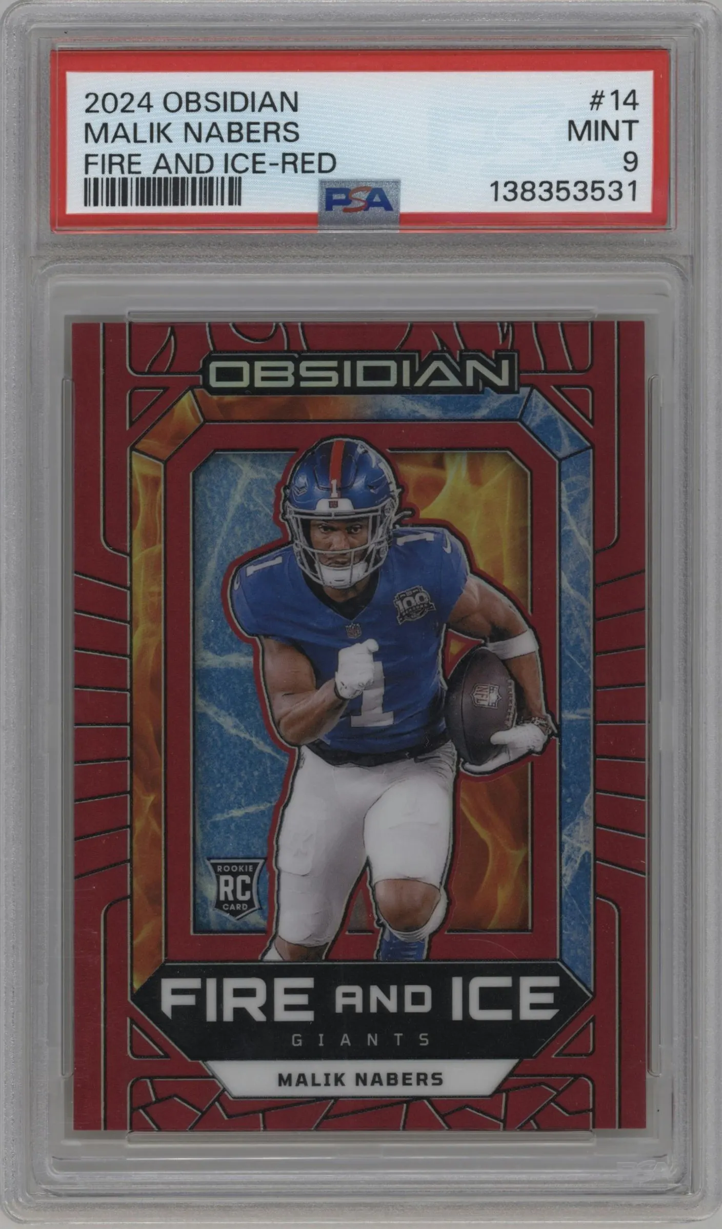 2024 Panini Obsidian Fire and Ice Malik Nabers Red #14 PSA 9