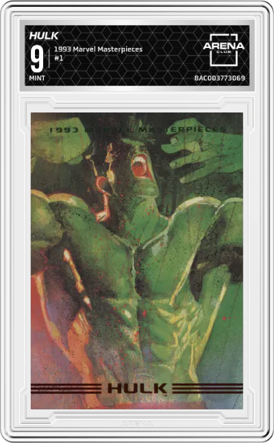 1993 SkyBox Marvel Masterpieces Hulk ARENA CLUB 9