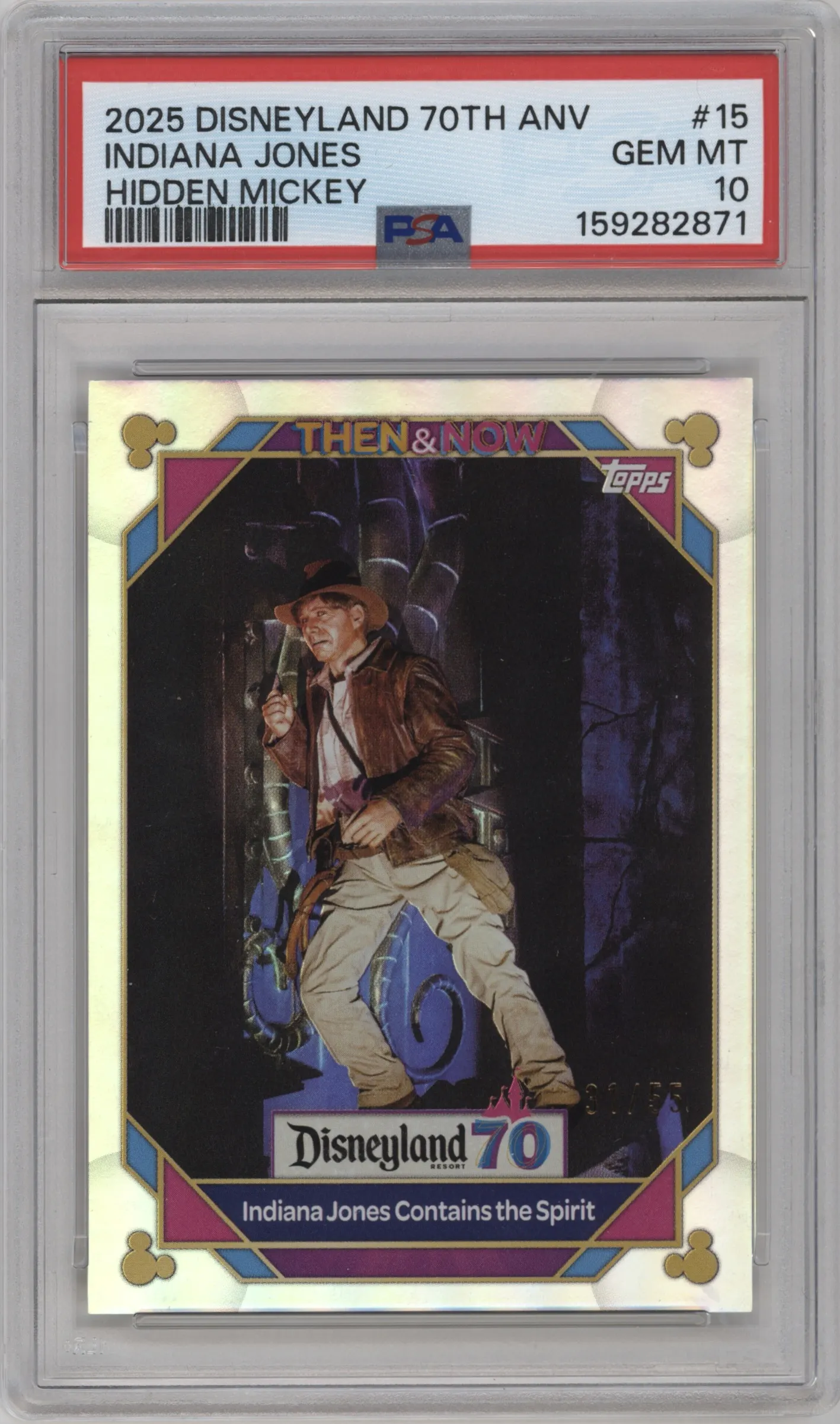 2025 Topps Disneyland 70th Anniversary Indiana Jones Hidden Mickey #15 PSA 10
