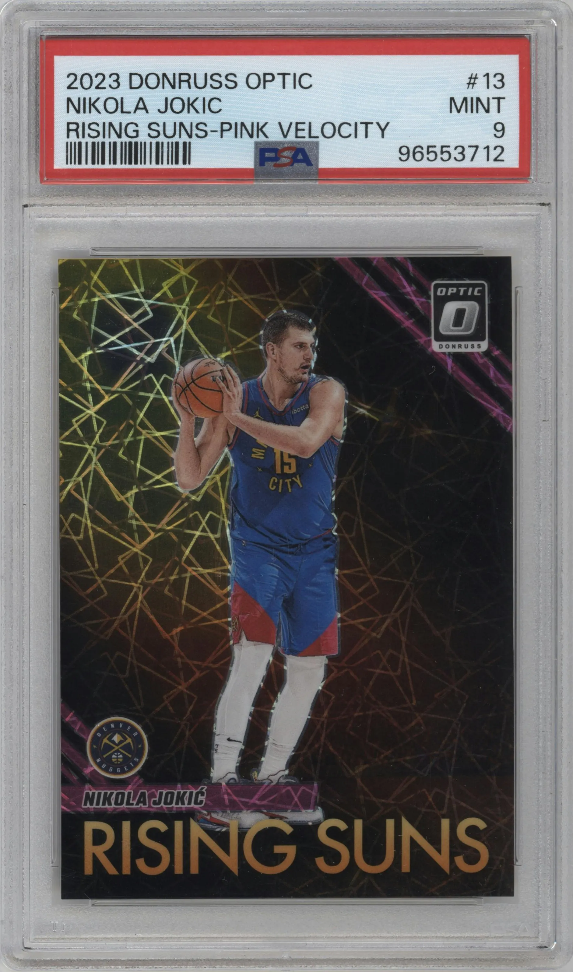 2023 Donruss Optic Rising Suns Nikola Jokic Pink Velocity PSA 9