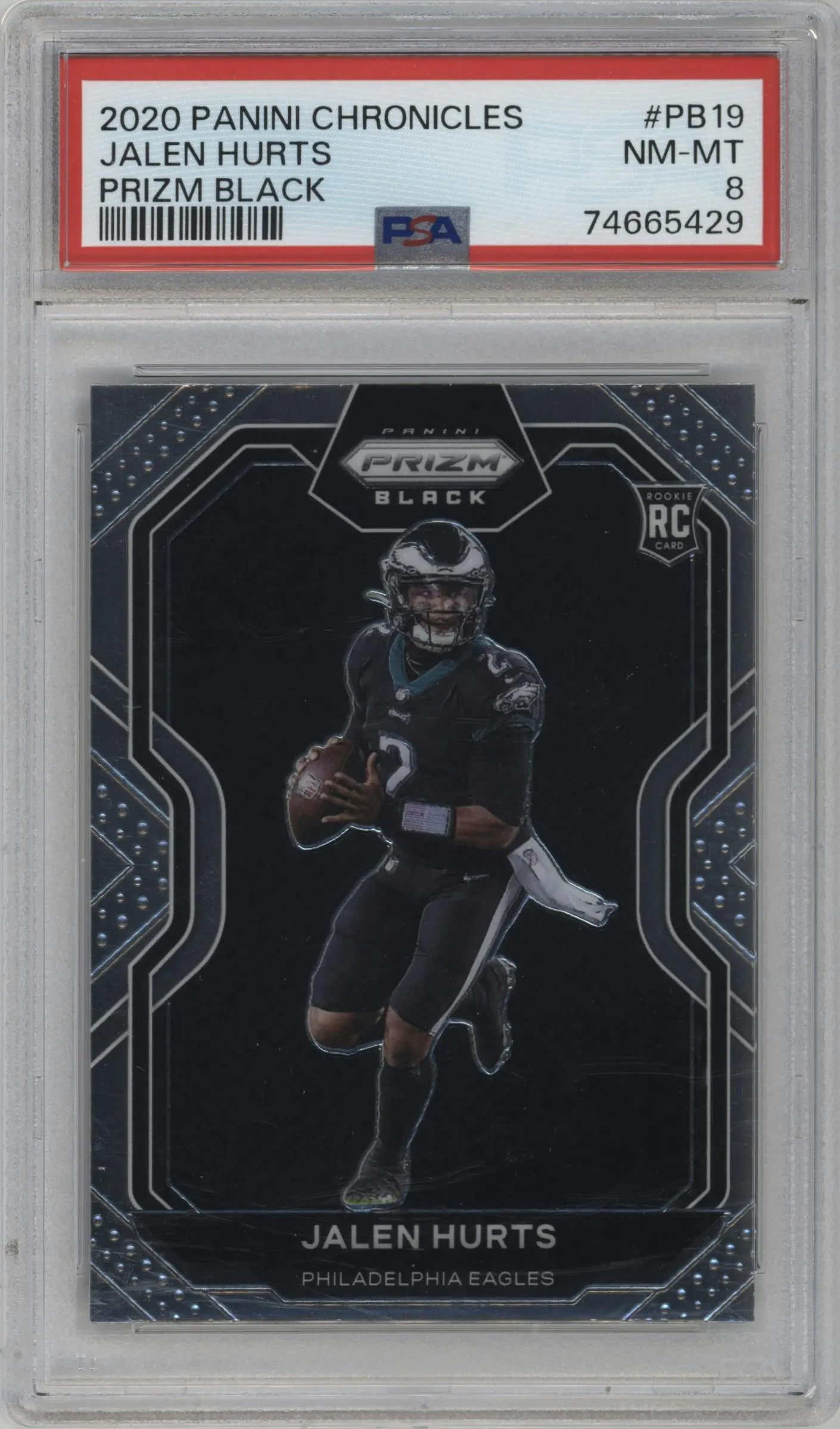 2020 Panini Chronicles Prizm Black Jalen Hurts #PB-19 PSA 8
