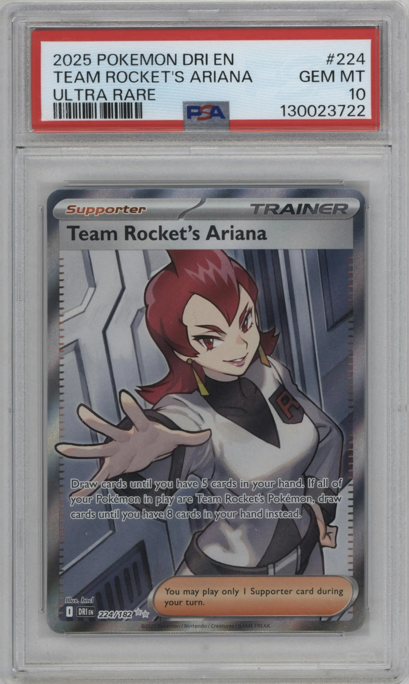 2025 Pokemon SV Destined Rivals Team Rocket's Ariana #224 PSA 10