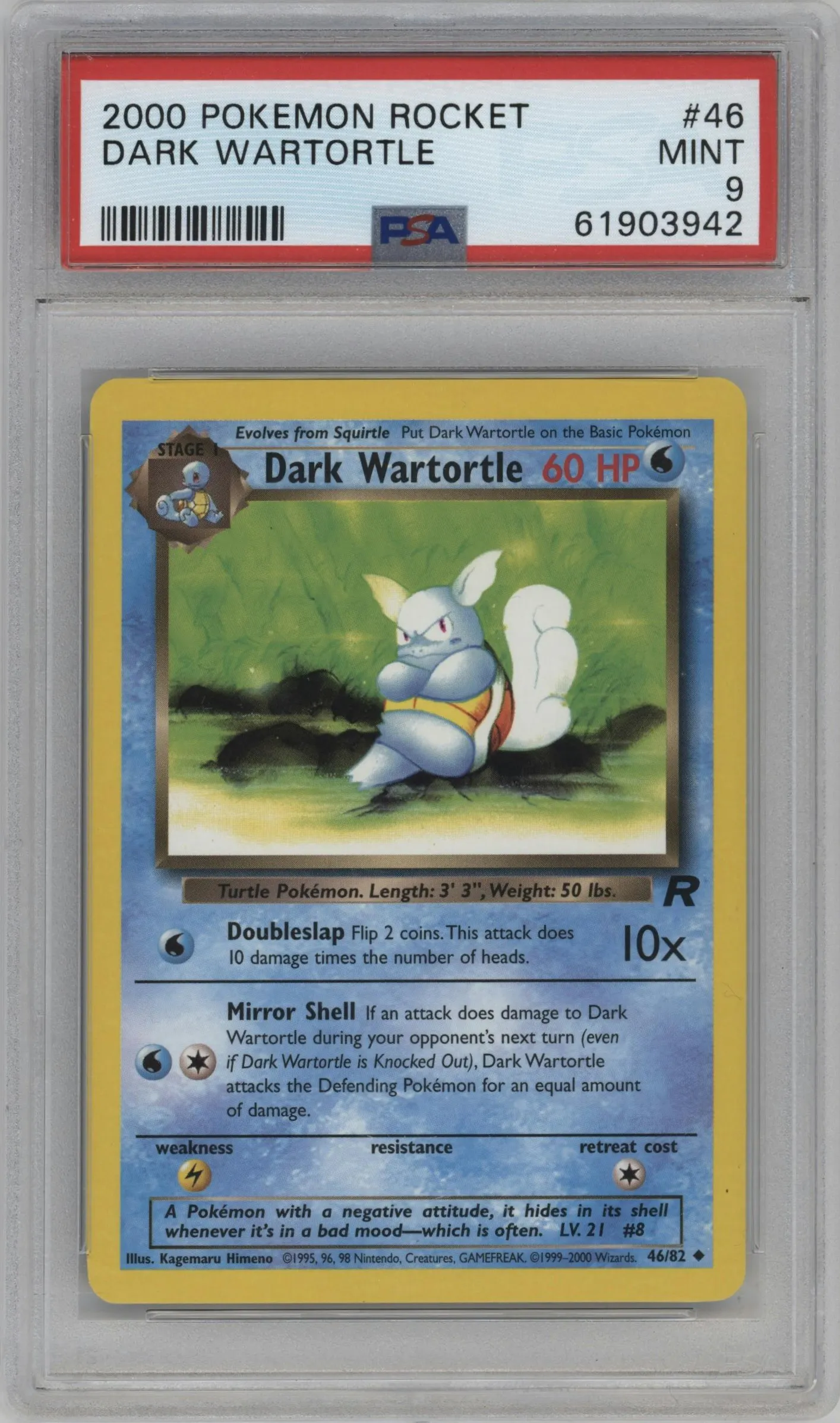 2000 Pokemon Team Rocket Dark Wartortle #46 PSA 9