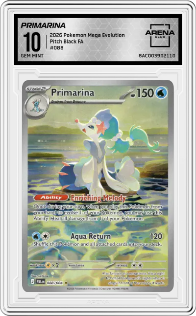 2026 Pokemon Mega Evolution Pitch Black Primarina #088 ARENA CLUB 10