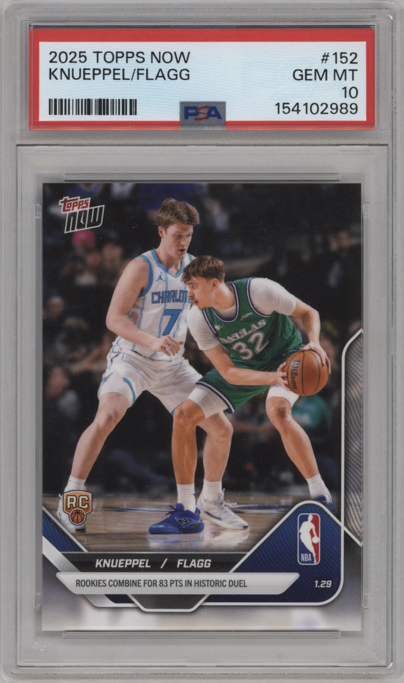 2025 Topps Now Kon Knueppel/Cooper Flagg PSA 10