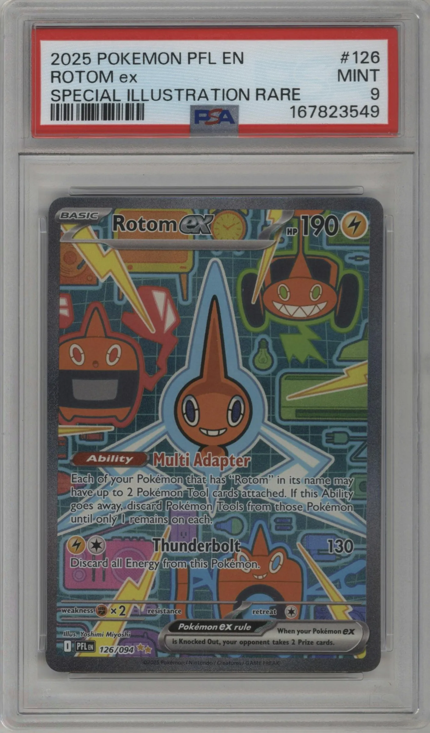2025 Pokemon Mega Evolution Phan. Flames Rotom ex #126 PSA 9