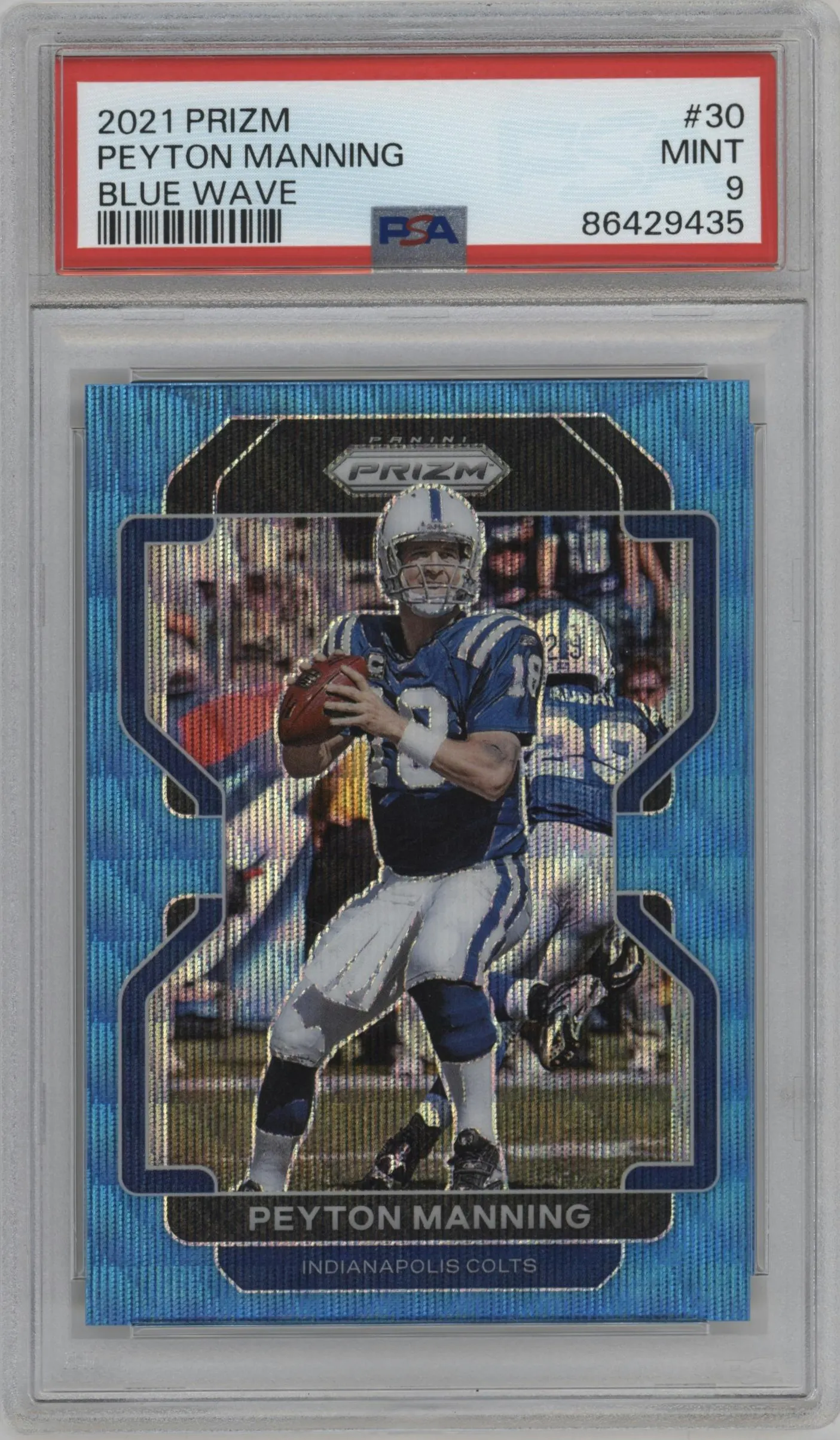2021 Panini Prizm Peyton Manning Blue Wave PSA 9