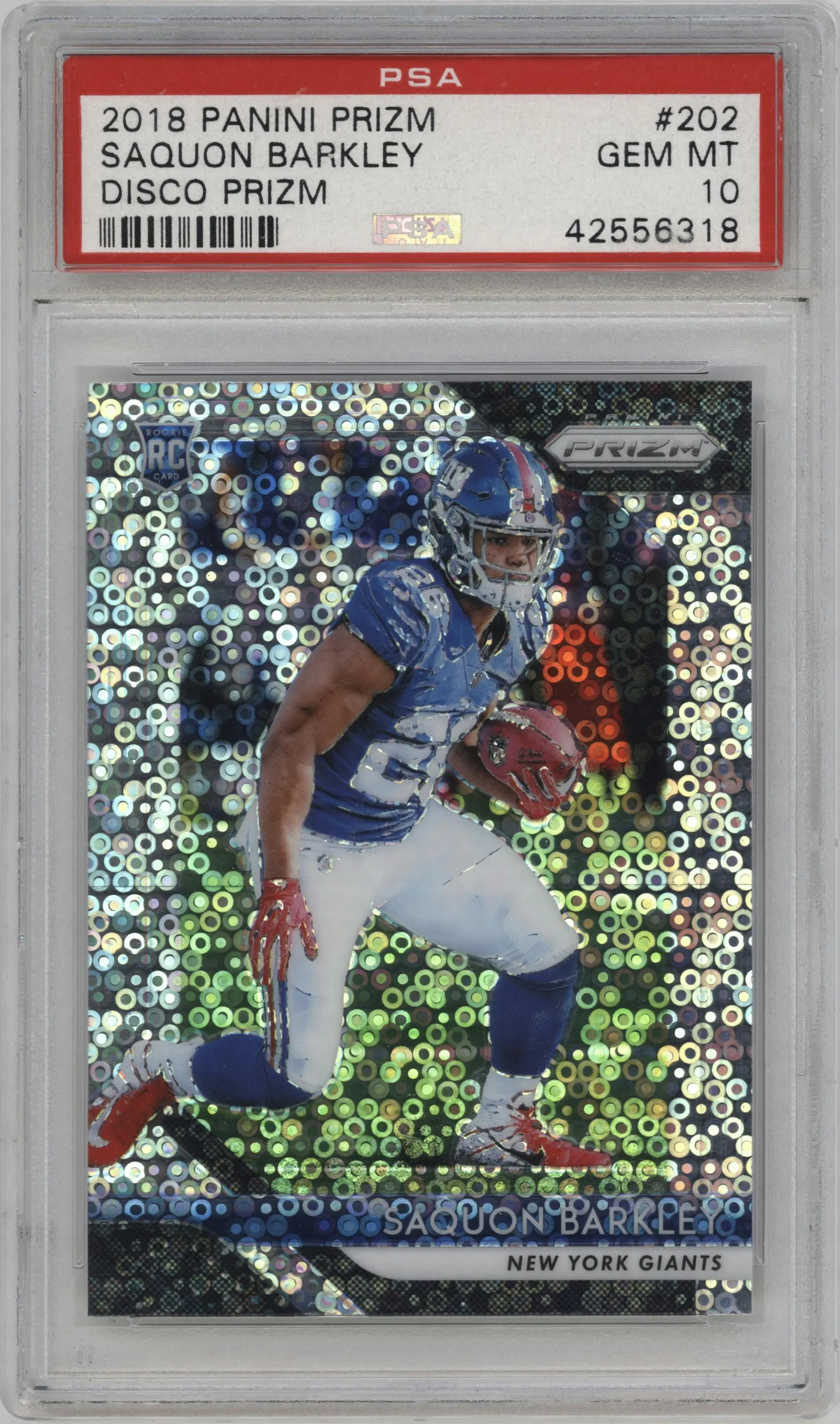 2018 Panini Prizm Saquon Barkley Disco #202 PSA 10
