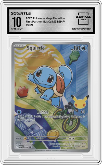 2026 Pokemon Mega Evolution Squirtle First Partner Illustration Collection Series 1 #039 ARENA CLUB 10