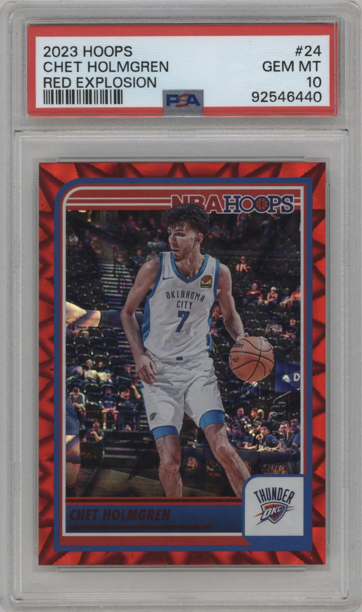 2023 Panini NBA Hoops Chet Holmgren Red Explosion #24 PSA 10