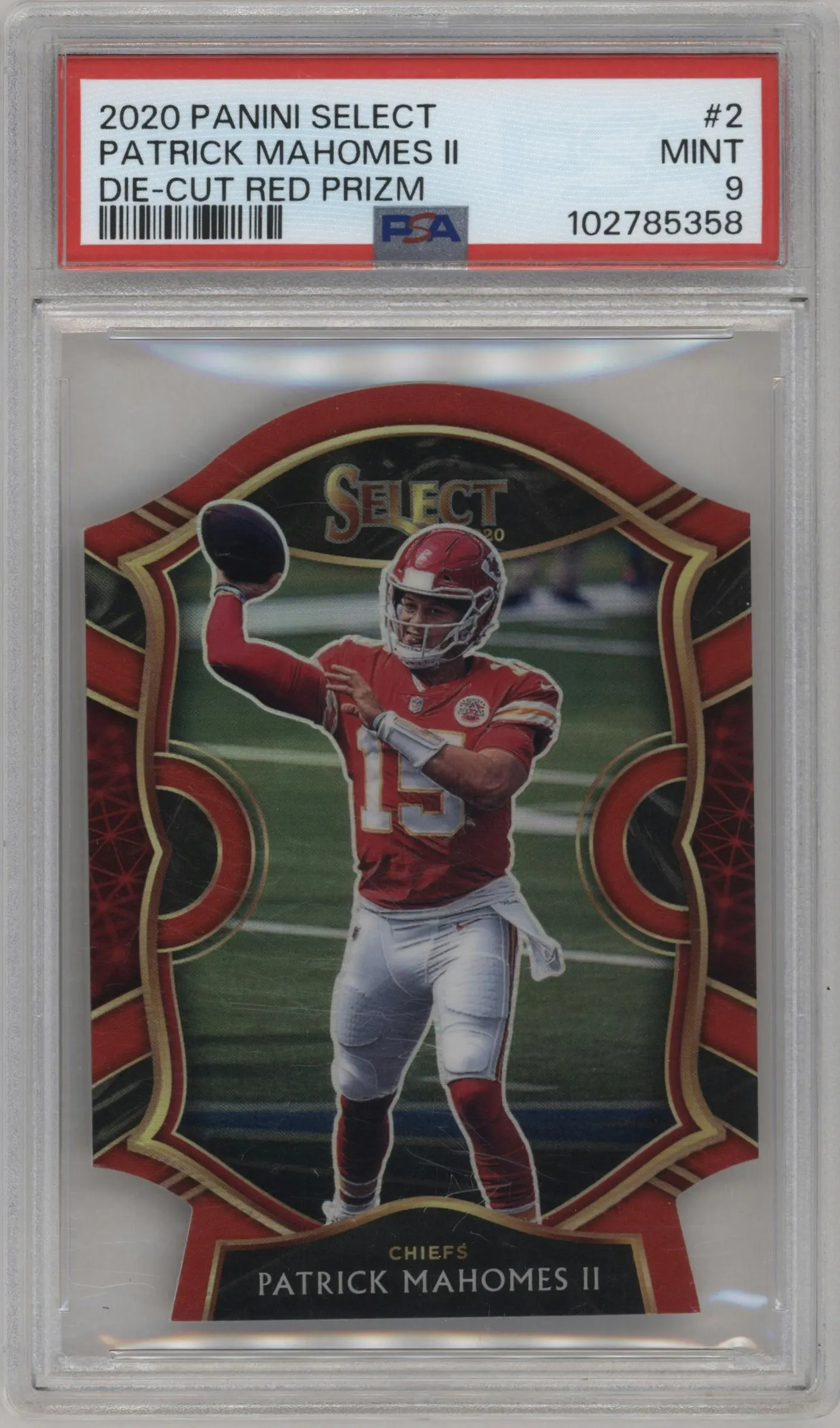 2020 Panini Select Patrick Mahomes II Die-Cut Red #2 PSA 9
