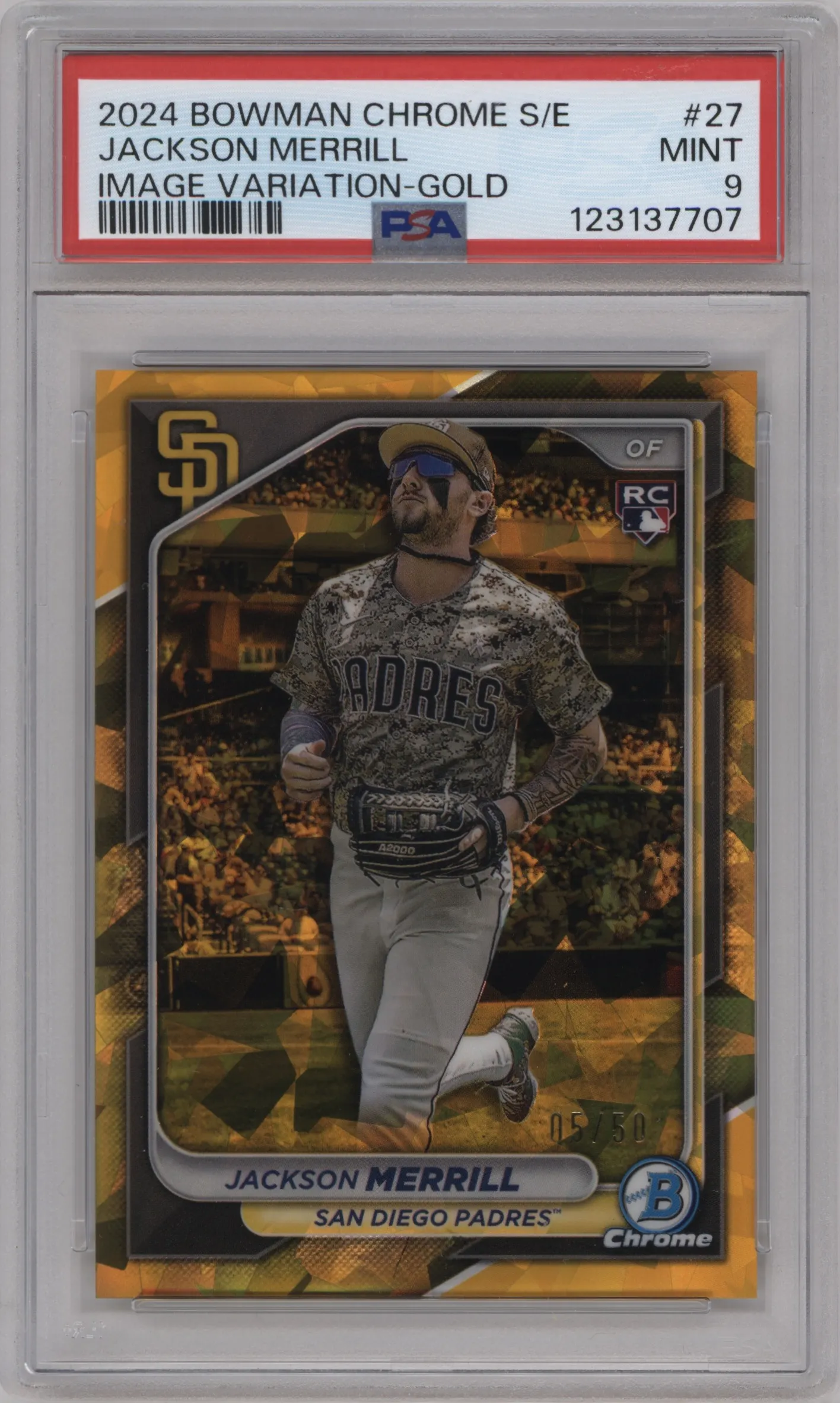 2024 Bowman Chrome Sapphire Var. Jackson Merrill Gold #27 PSA 9