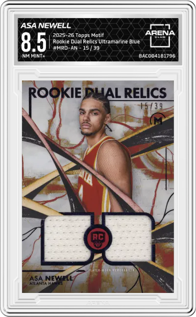 2025 Topps Motif Rookie Dual Relics Asa Newell Ultramarine Blue #MRD-AN ARENA CLUB 8.5