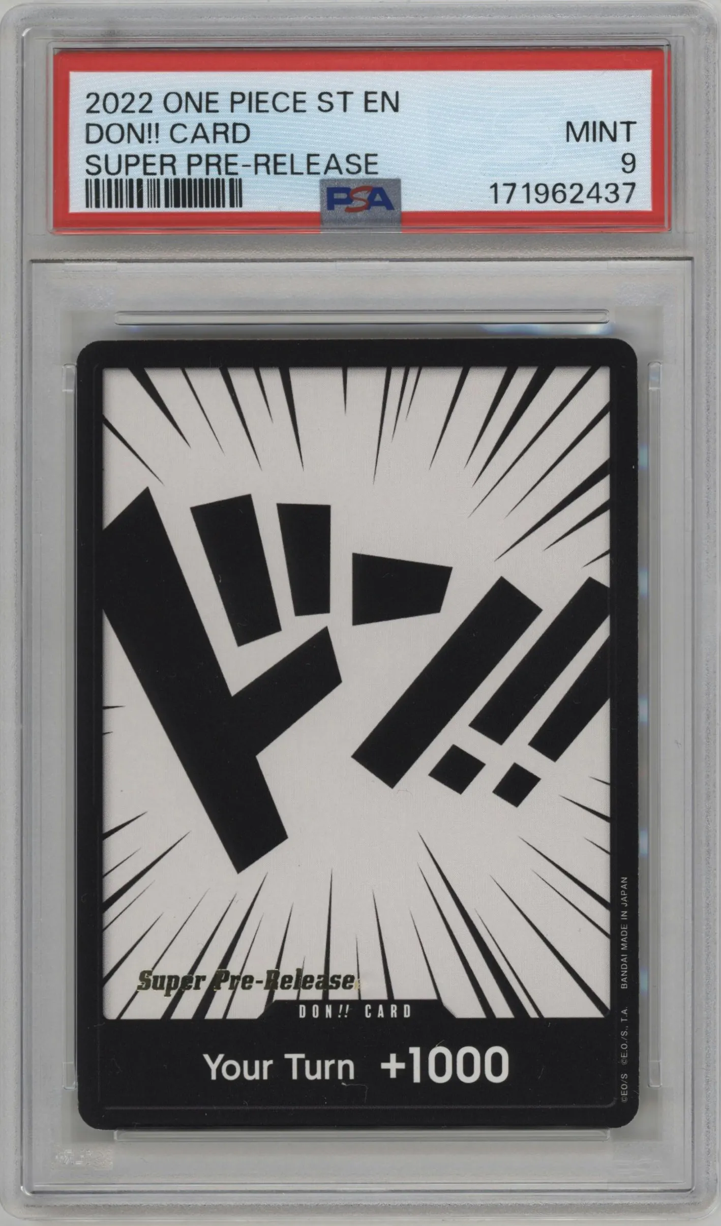 2022 One Piece Straw Hat Crew DON!! Card Super Pre-Release #NNO PSA 9