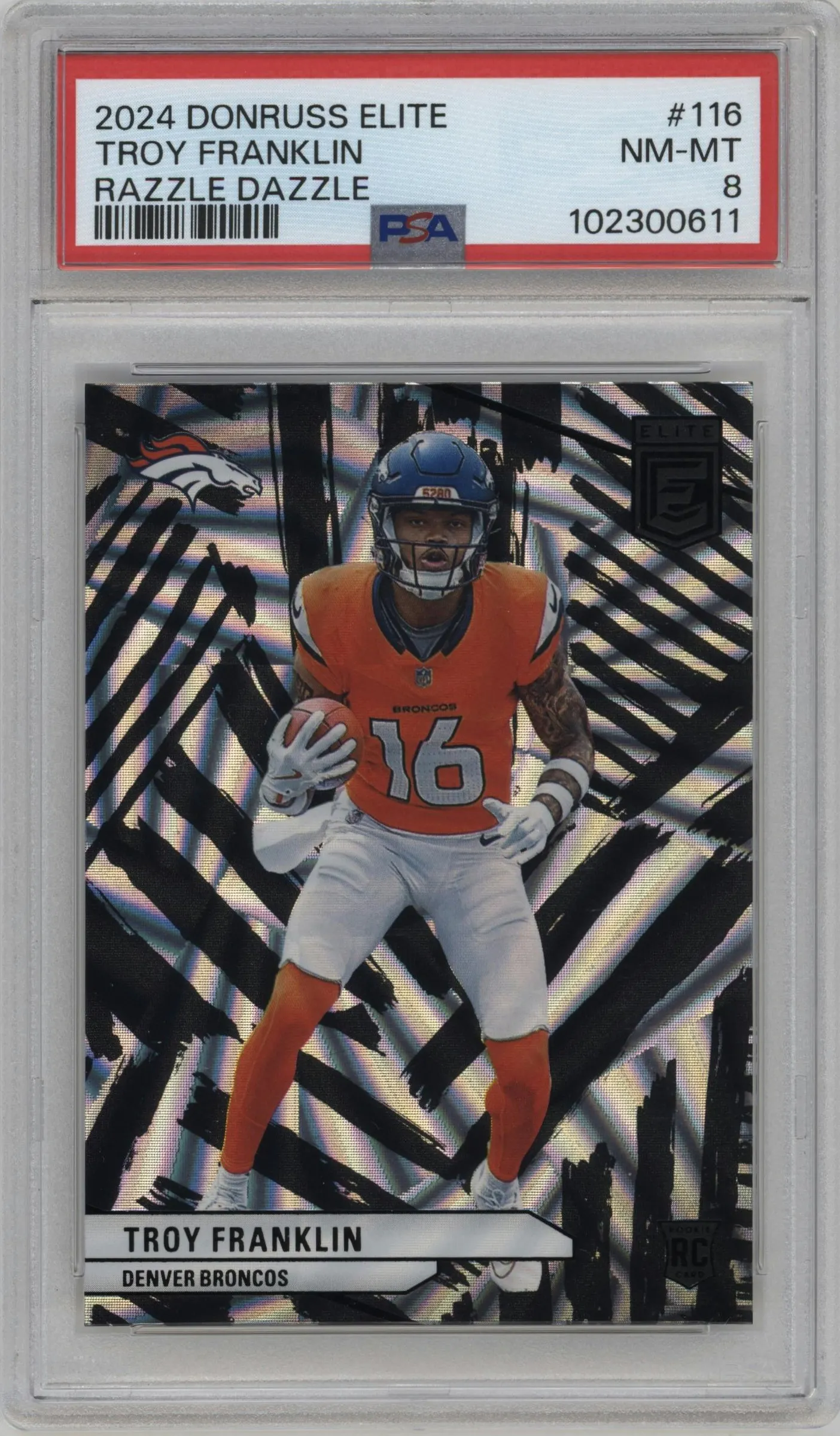 2024 Panini Donruss Elite Troy Franklin Razzle Dazzle #116 PSA 8