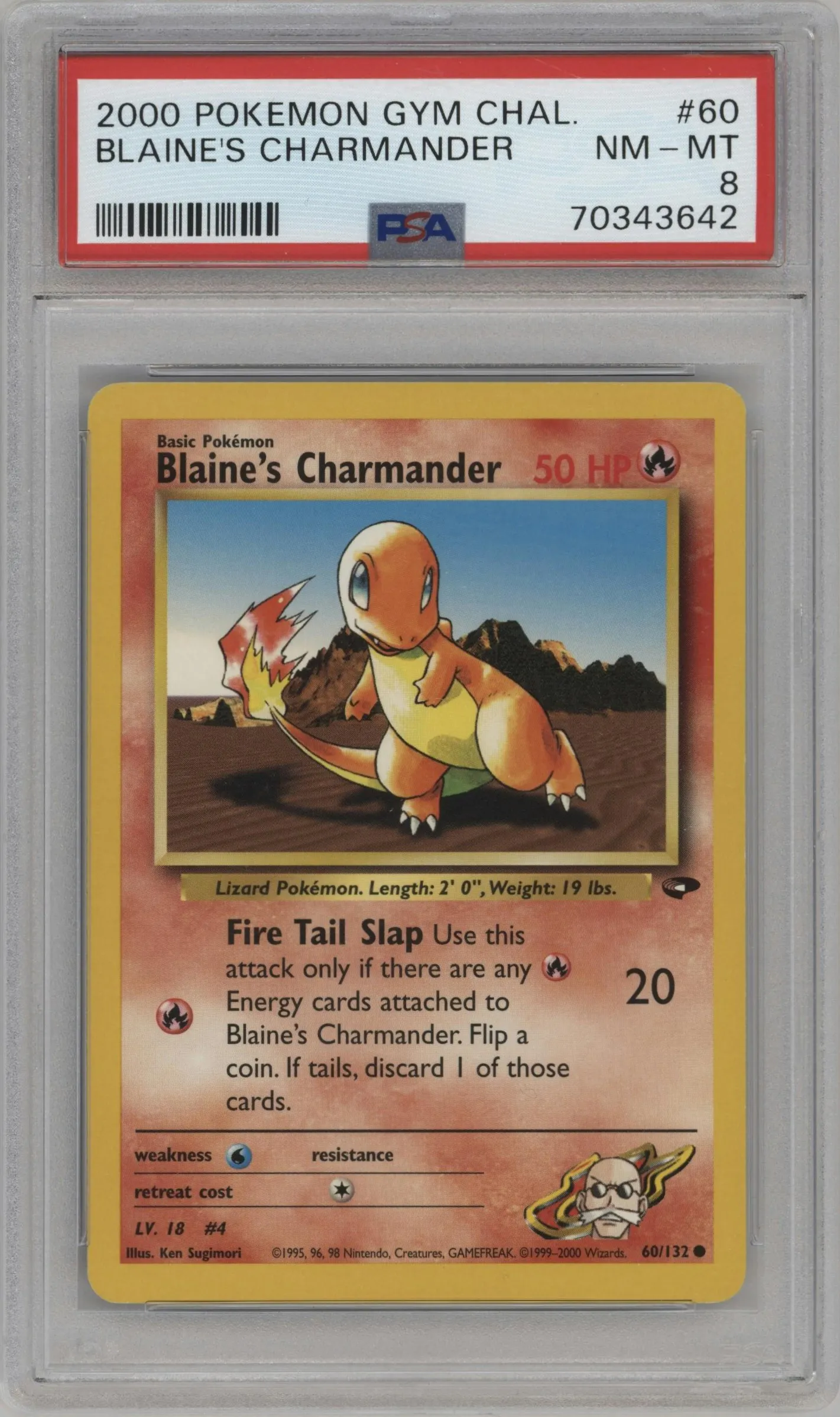 2000 Pokemon GH Gym Challenge Blaine's Charmander #60 PSA 8
