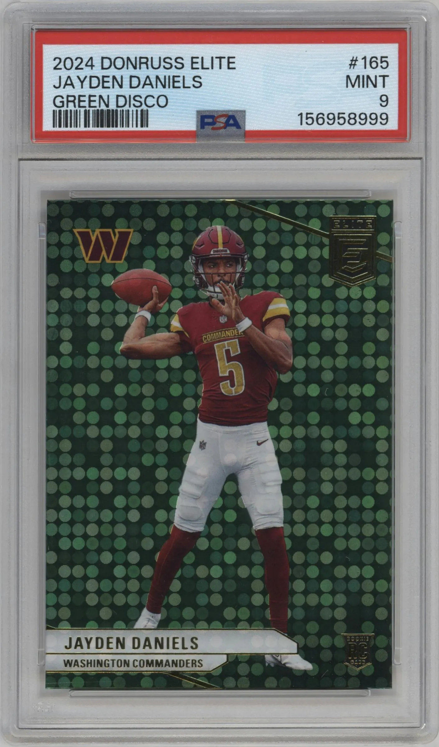 2024 Panini Donruss Elite Jayden Daniels Green Disco #165 PSA 9