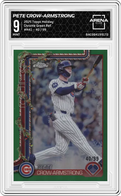 2025 Topps Holiday Chrome Pete Crow-Armstrong Green Refractor #H41 ARENA CLUB 9