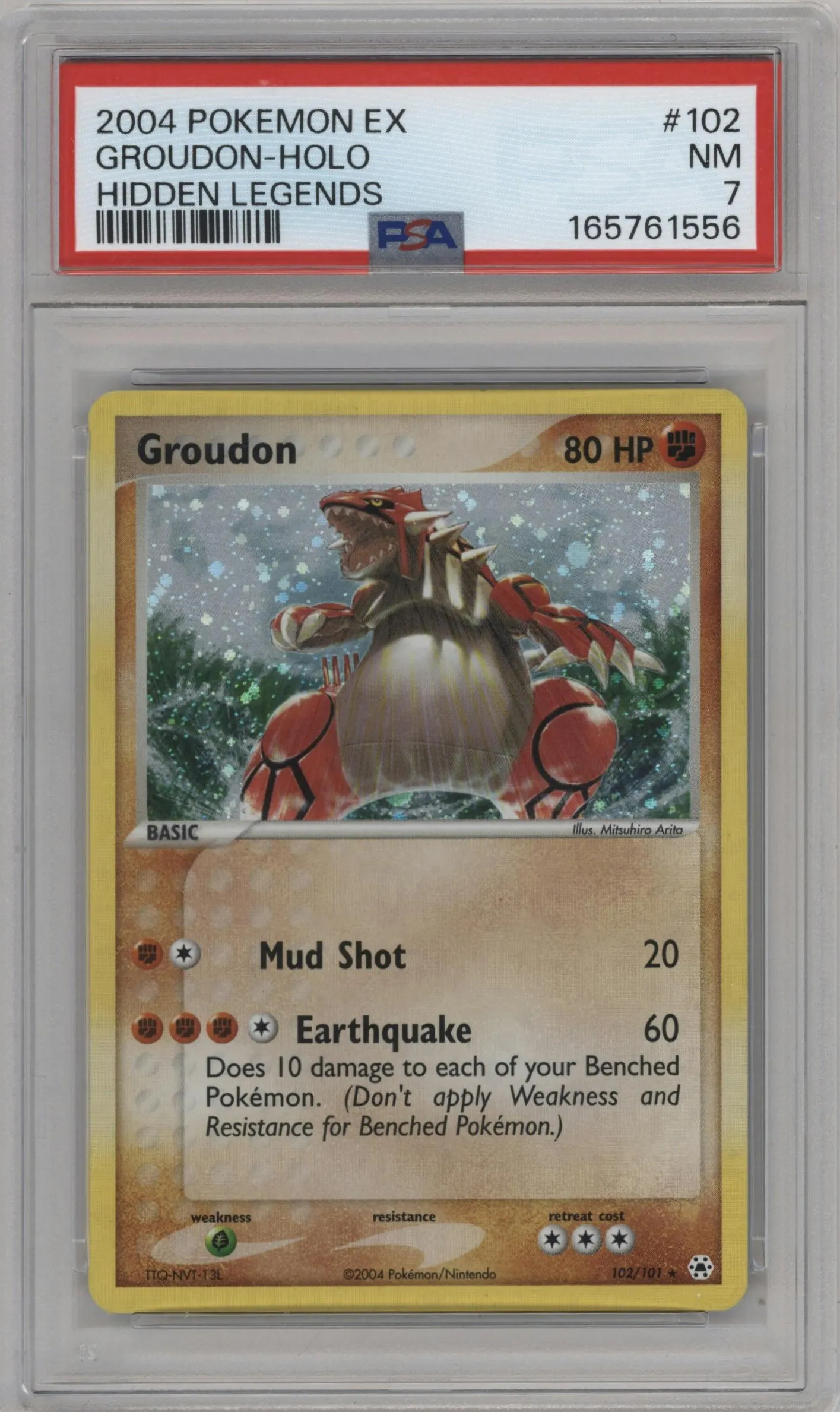 2004 Pokemon EX Hidden Legends Groudon #102 PSA 7