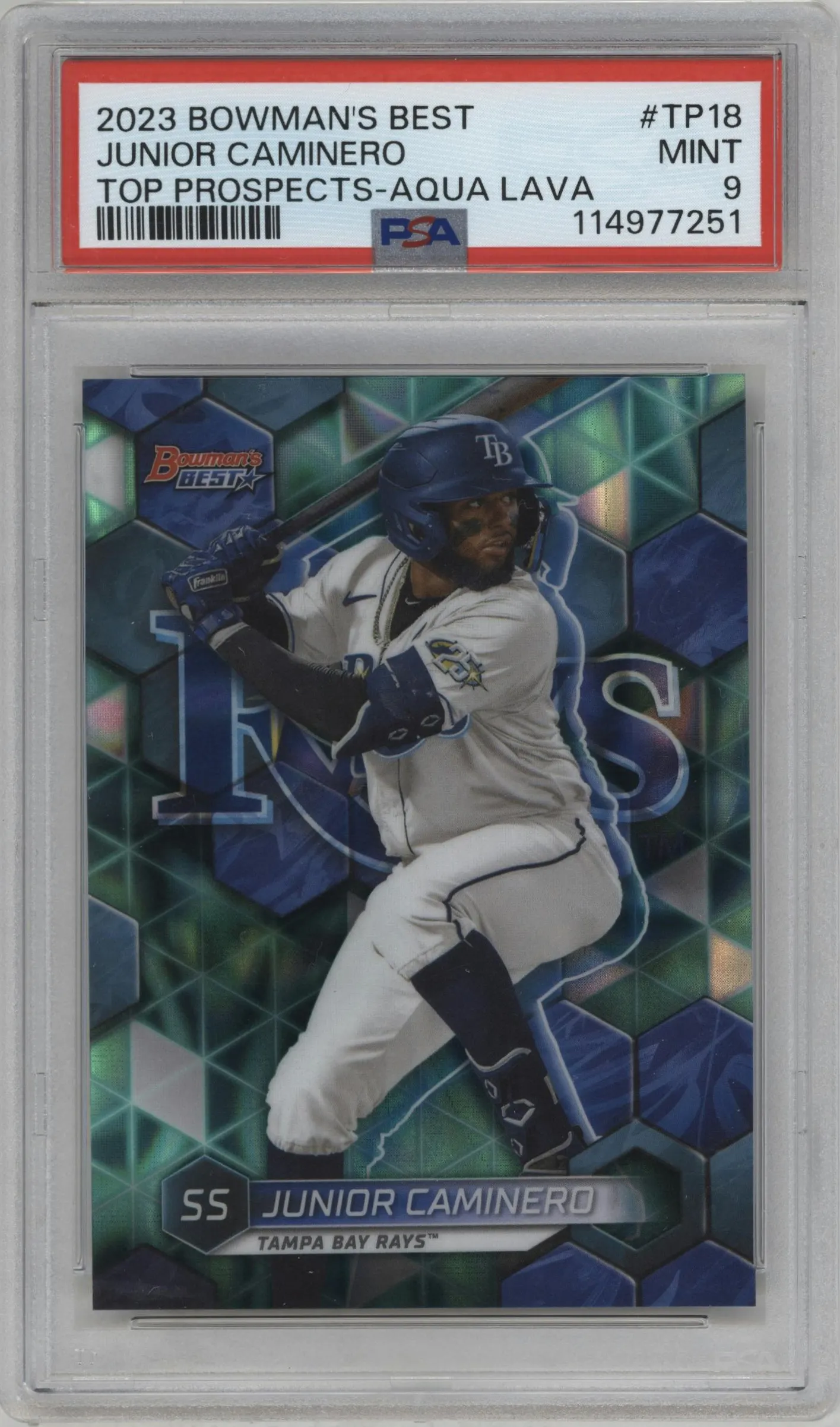 2023 Bowman's Best Top Prospect Junior Caminero Aqua Lava #TP-18 PSA 9