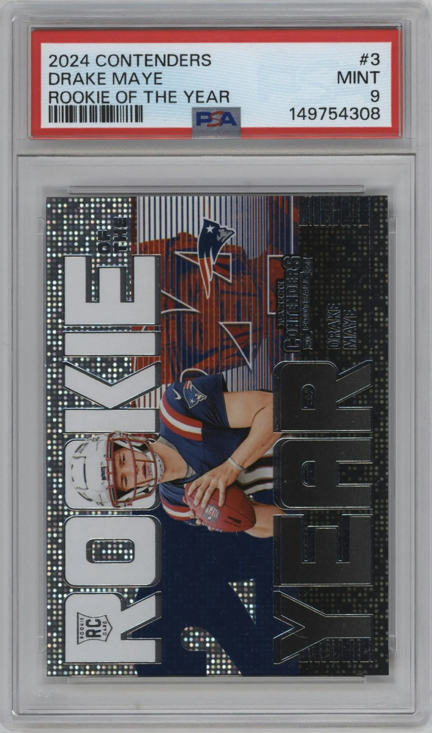 2024 Panini Contenders ROTY Drake Maye #3 PSA 9