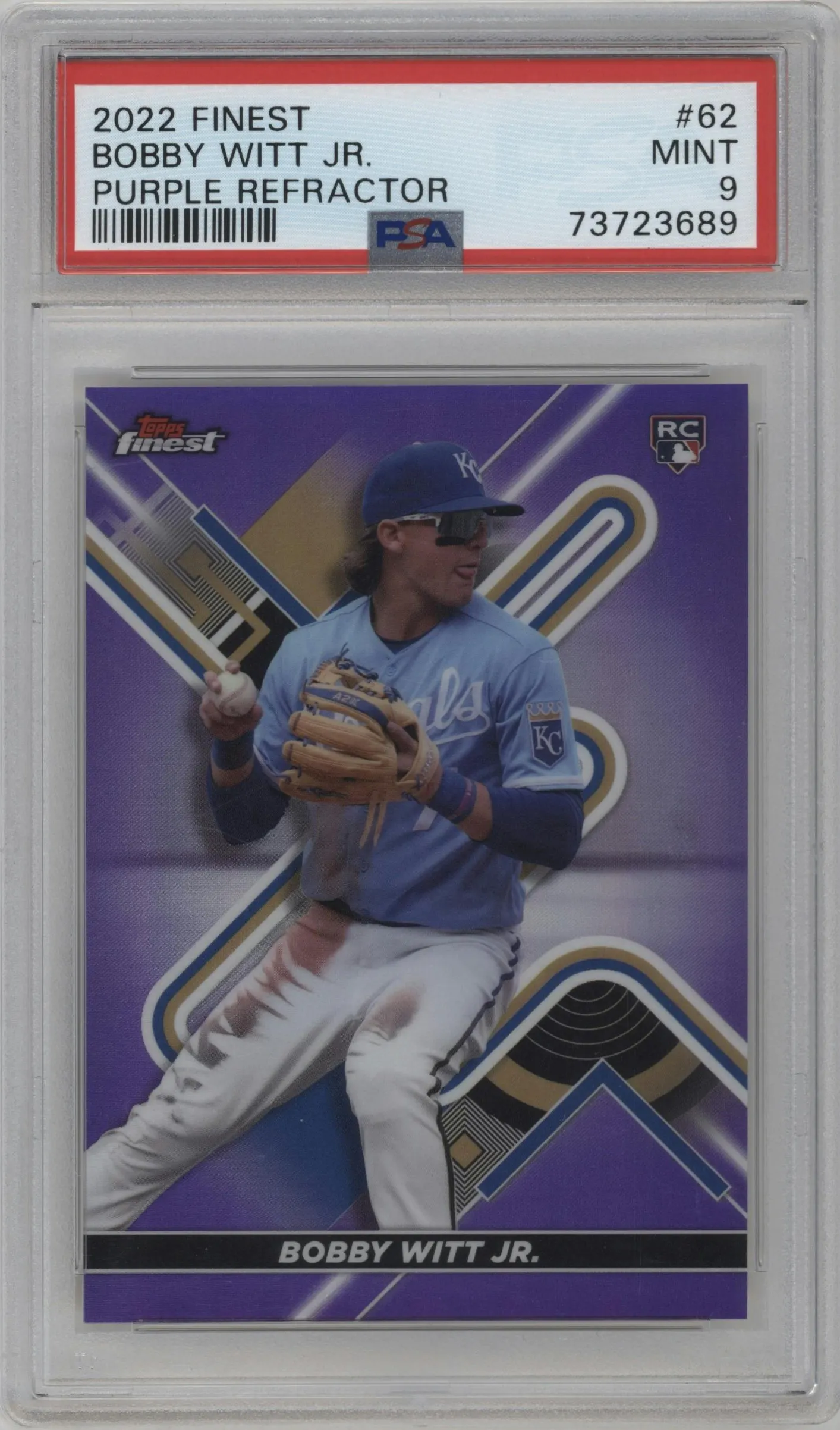 2022 Topps Finest Bobby Witt Jr. Purple Refractor #62 PSA 9