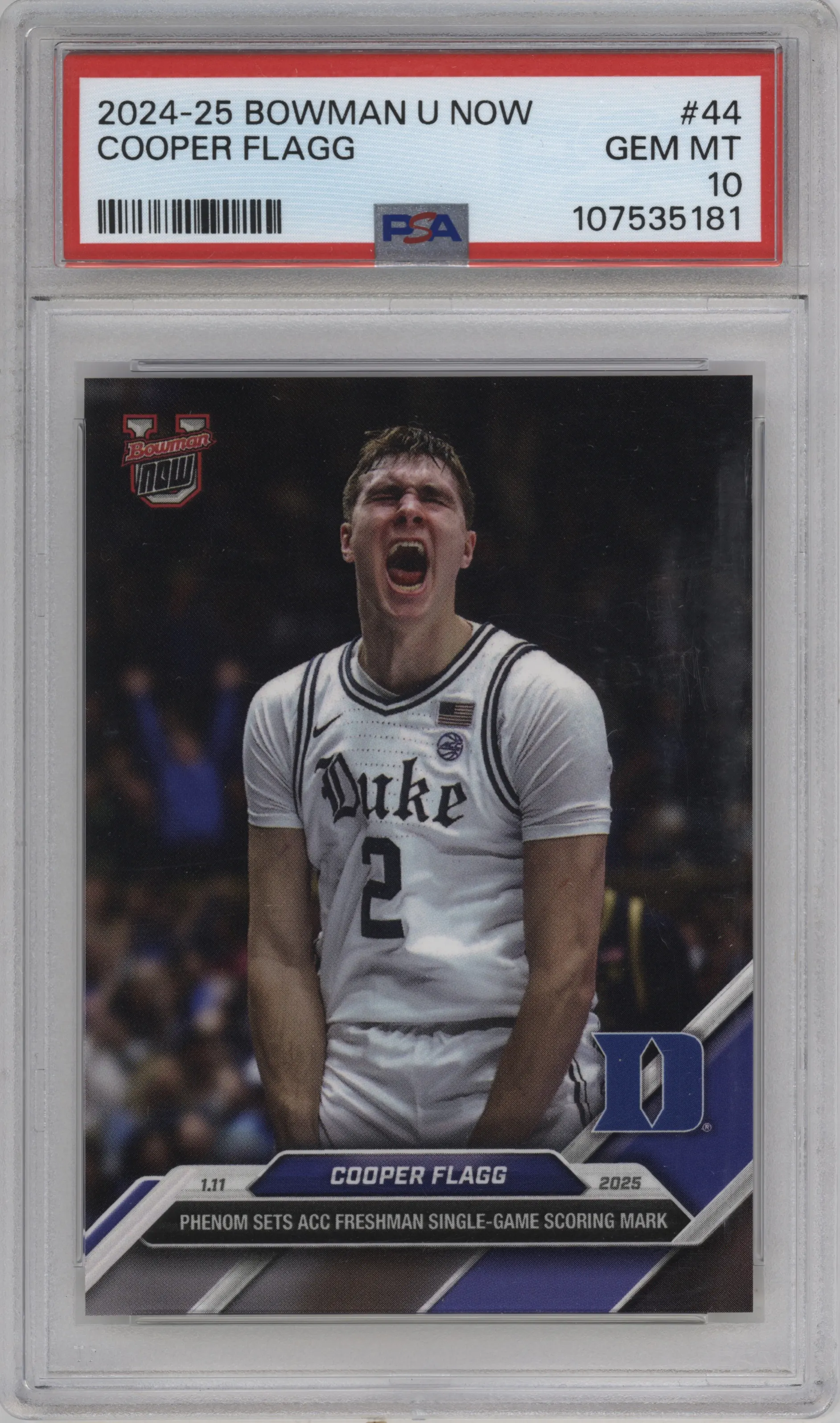 2024 Bowman U Now Cooper Flagg #44 PSA 10